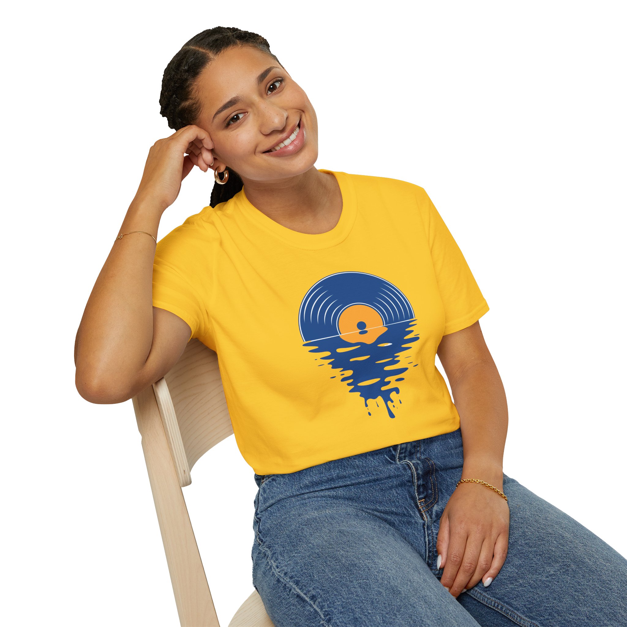 Sunset Vinyl Record T‑Shirt — Retro Music Lake Graphic Tee - Image 177