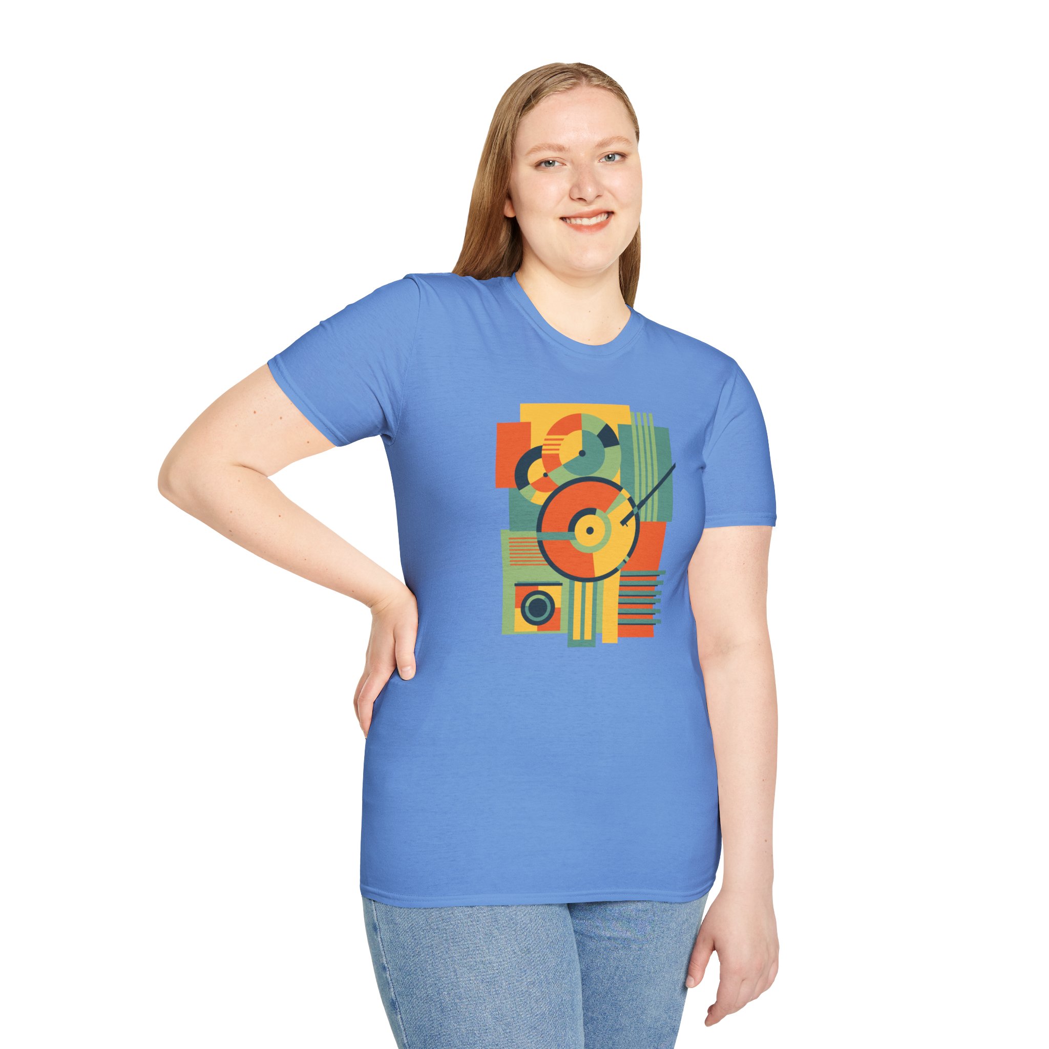 Retro Geometric Vinyl Record T-Shirt - Image 93