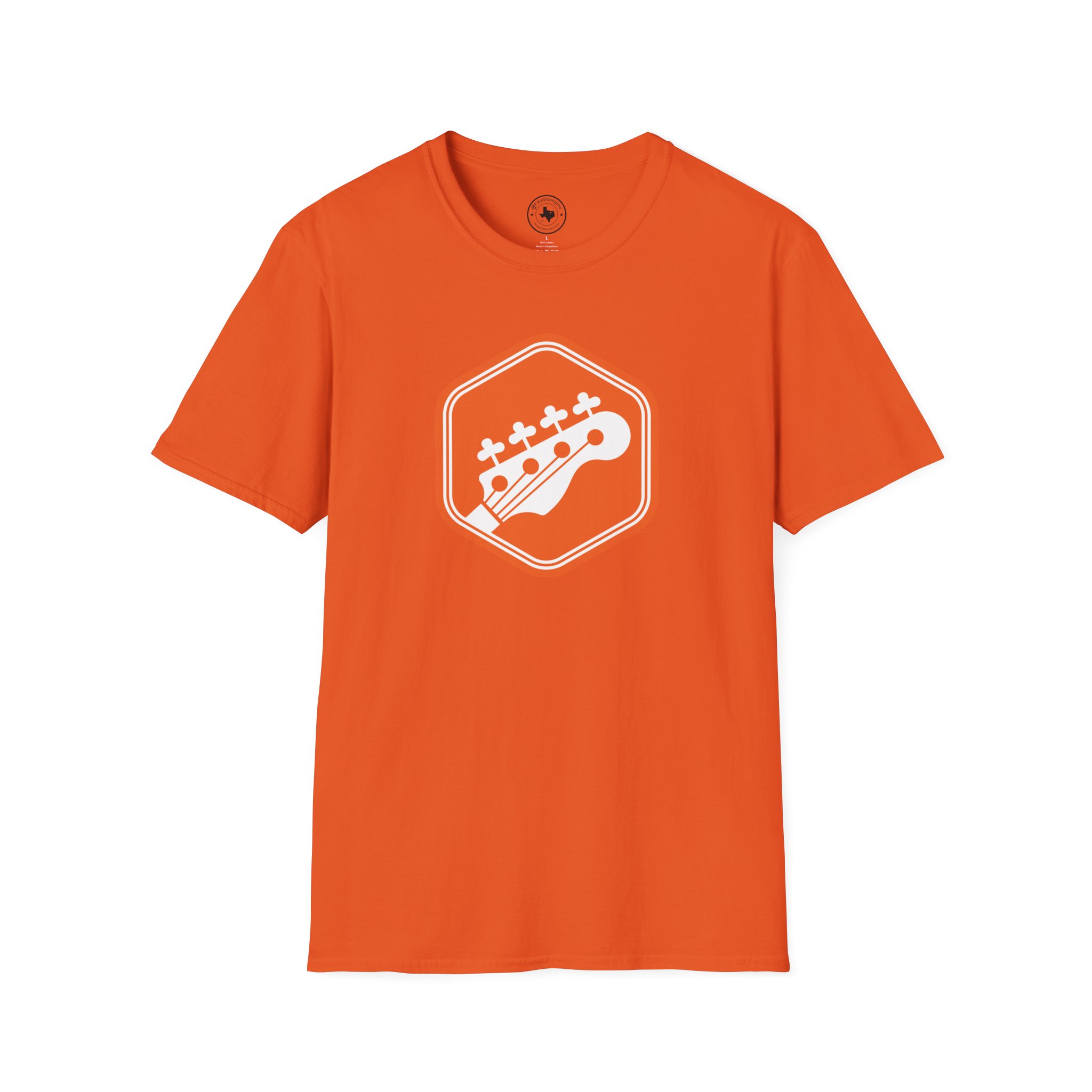 Orange Bass Guitar Badge T-Shirt — Retro Musician Tee for Bass Players - Image 37