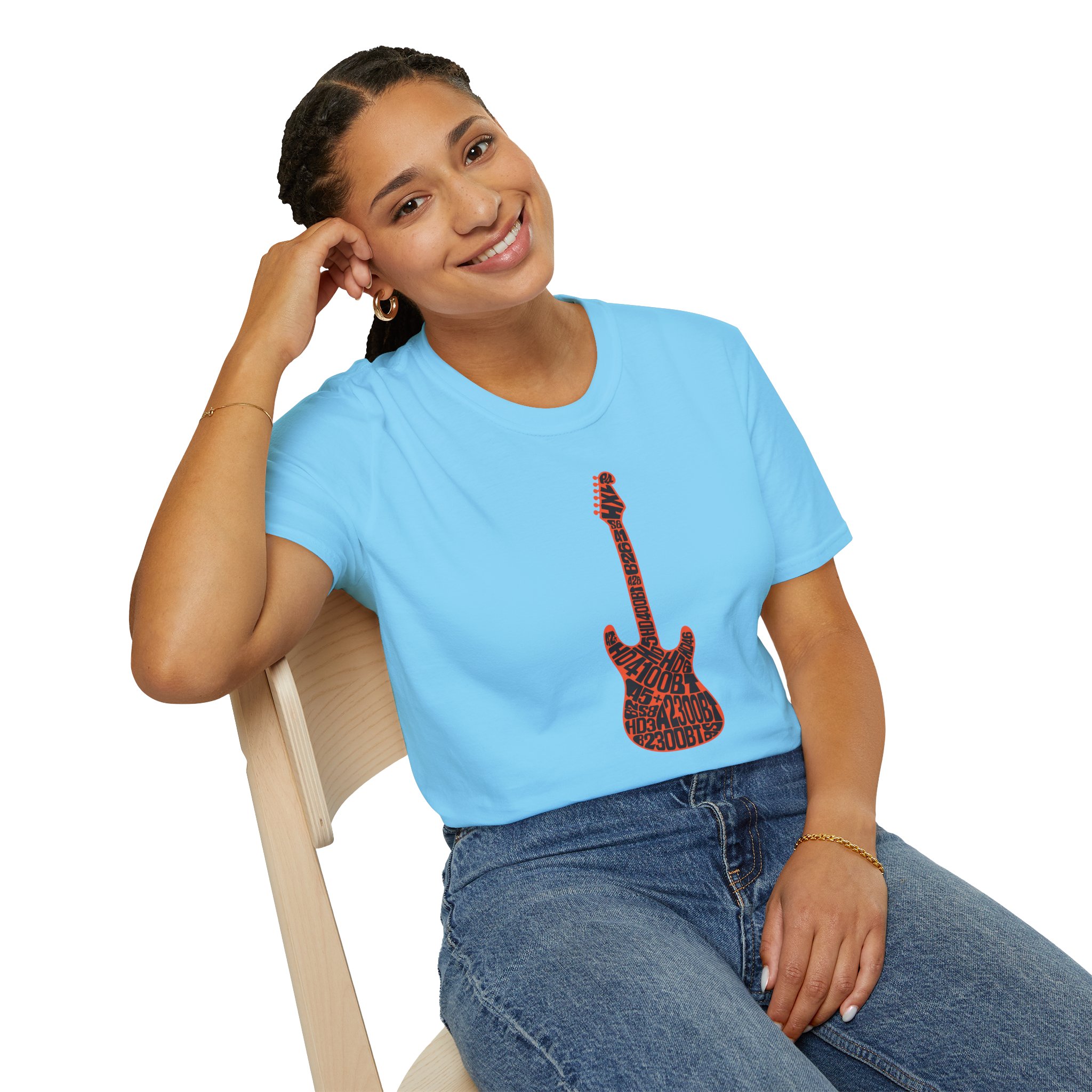 Electric Guitar Graphic T-Shirt — Red Psychedelic Music Tee - Image 97