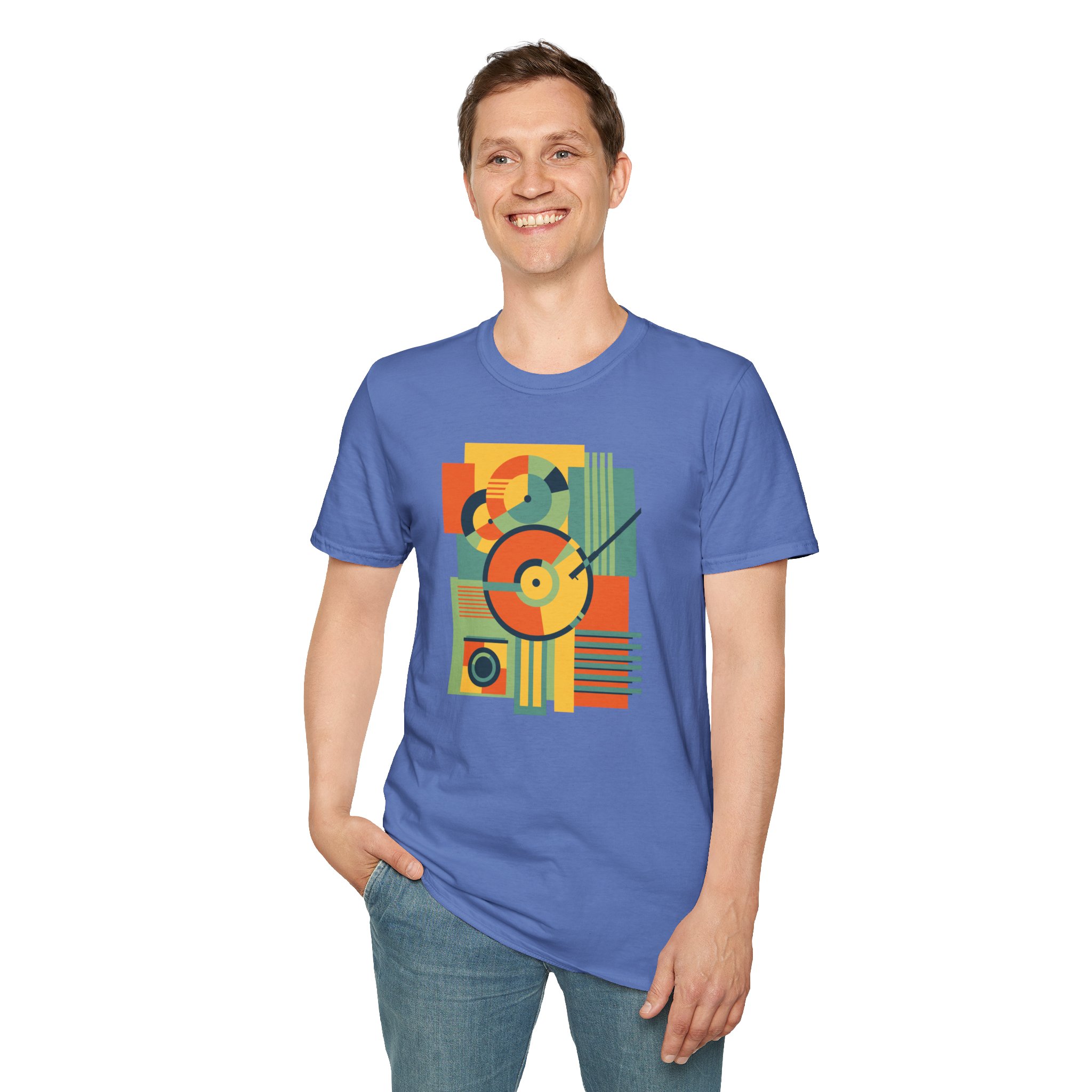 Retro Geometric Vinyl Record T-Shirt - Image 102