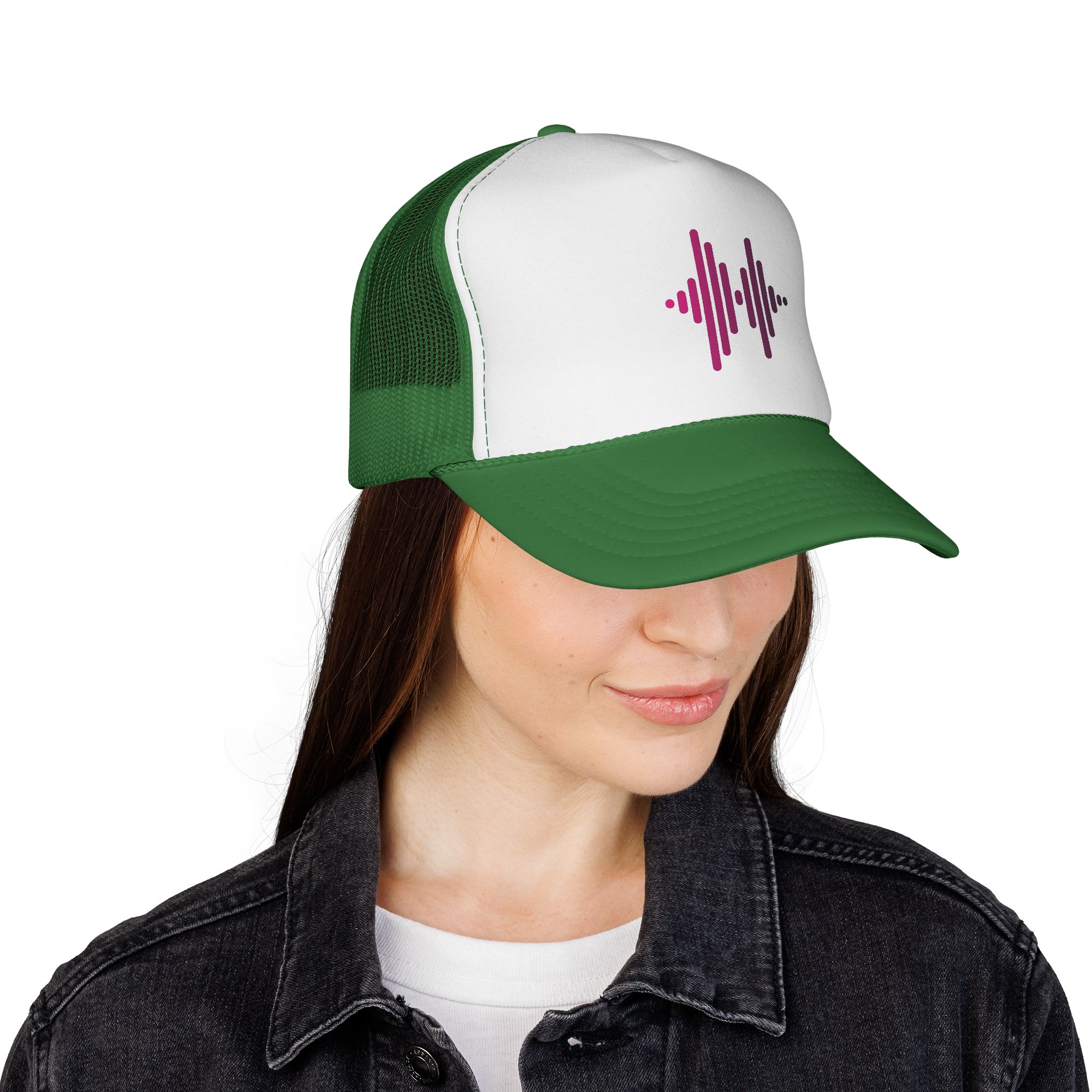 Soundwave Trucker Cap — Pink Gradient Audio Logo Mesh Hat - Image 4