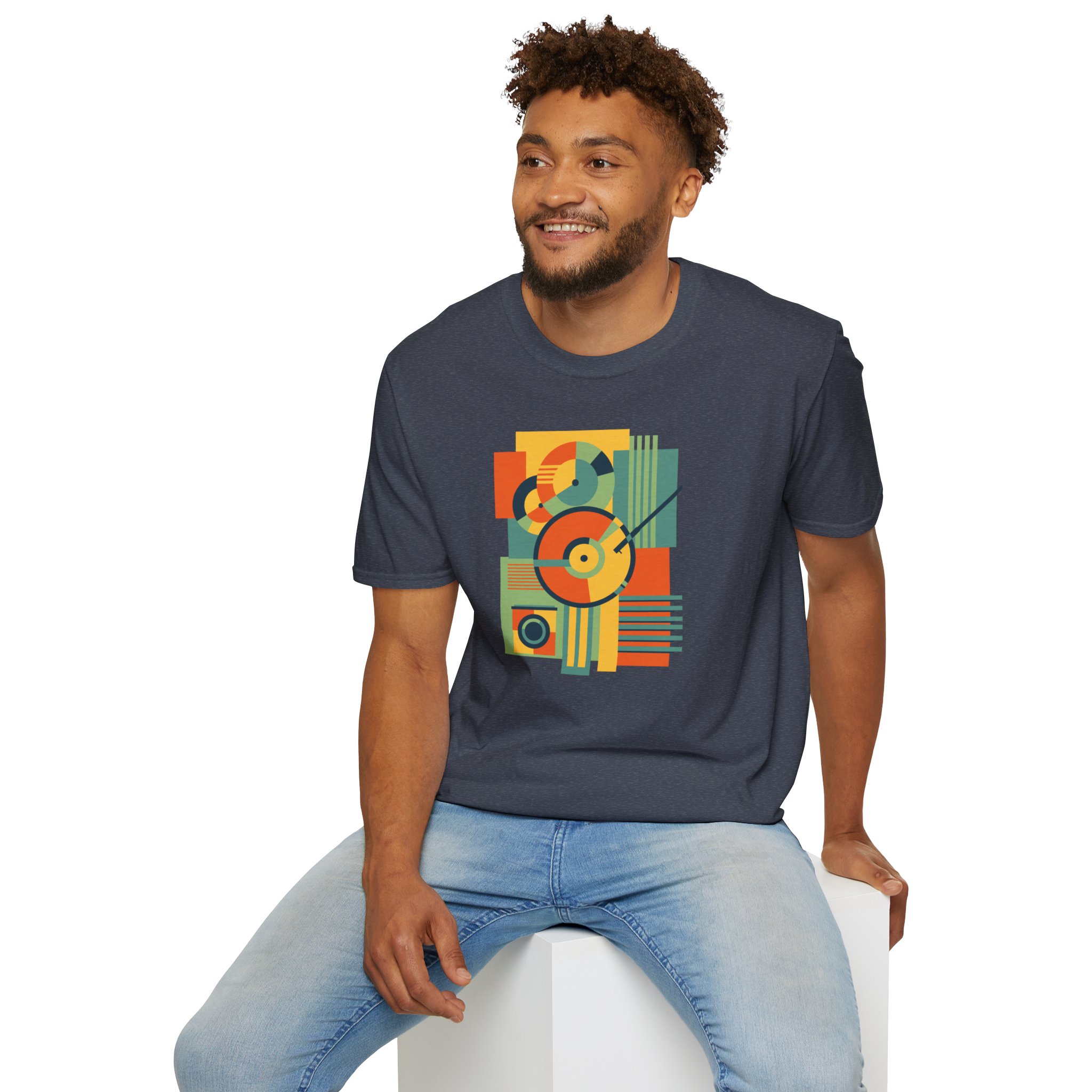 Retro Geometric Vinyl Record T-Shirt — Vintage Music Graphic Tee - Image 9