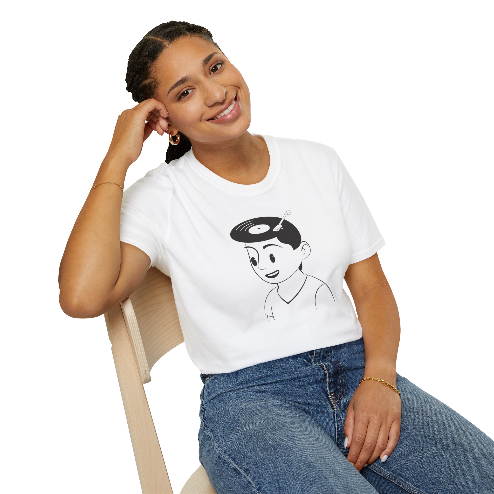 Retro Vinyl Head Illustration T-Shirt - Image 15