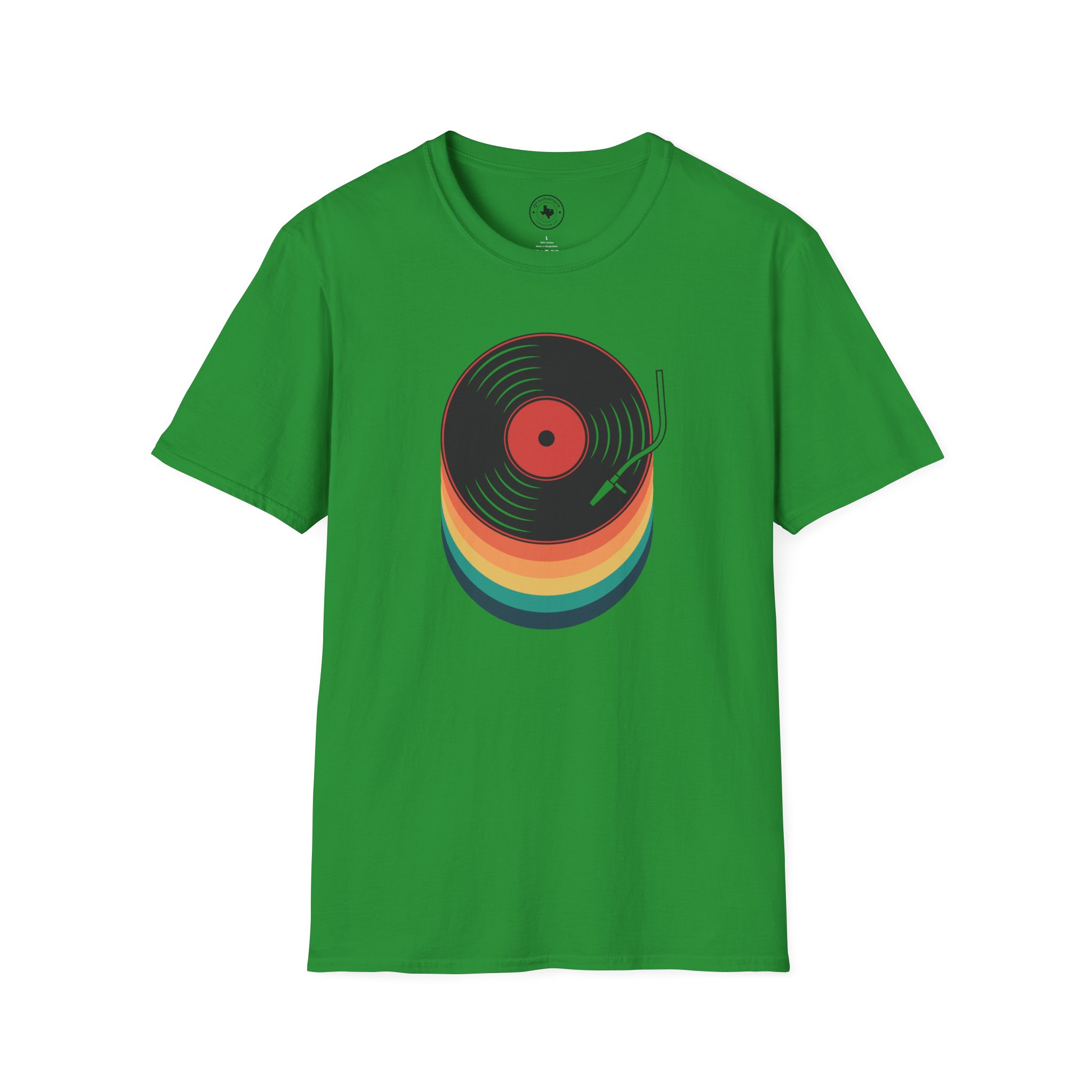 Retro Vinyl Record T-Shirt — Rainbow Stack Turntable Tee - Image 121