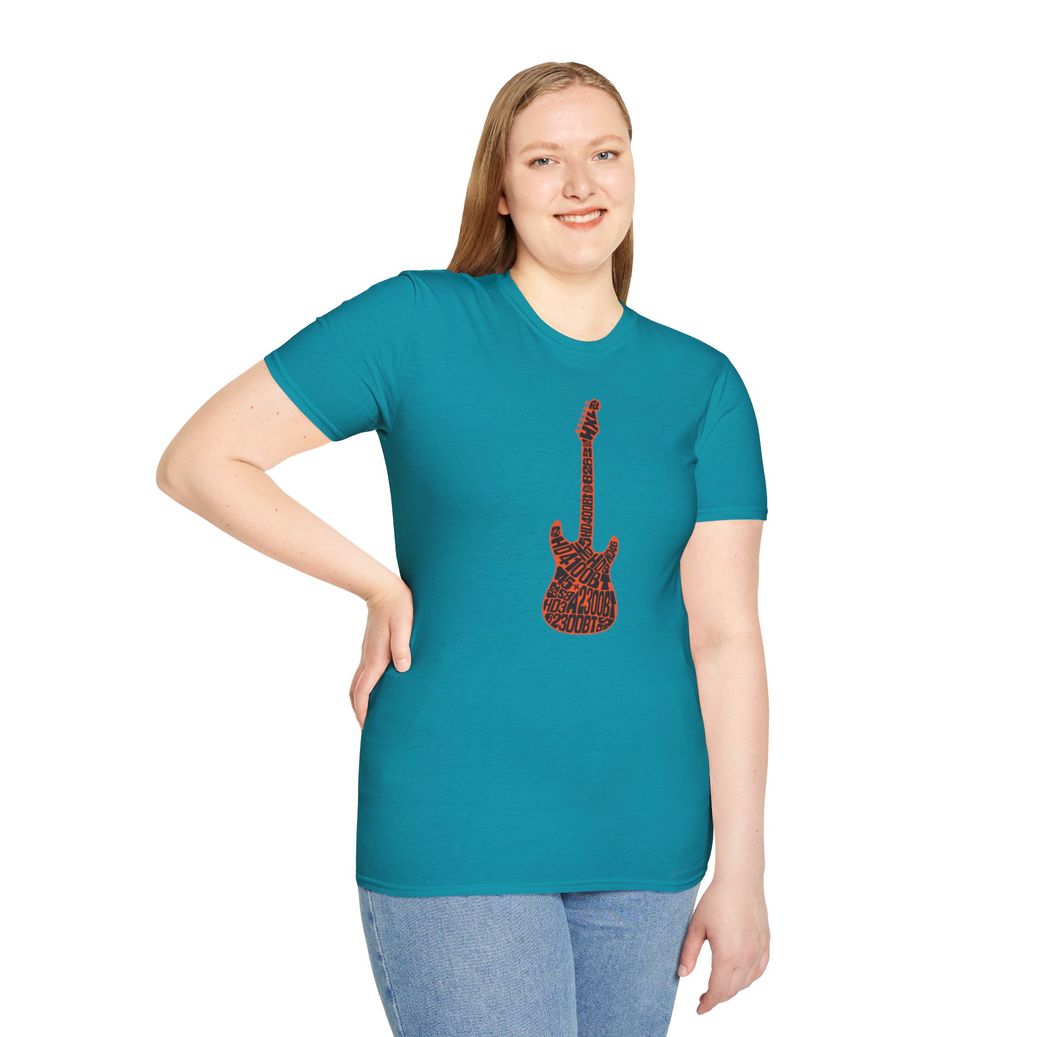 Electric Guitar Graphic T‑Shirt — Red Pattern Rock Music Tee - Image 105