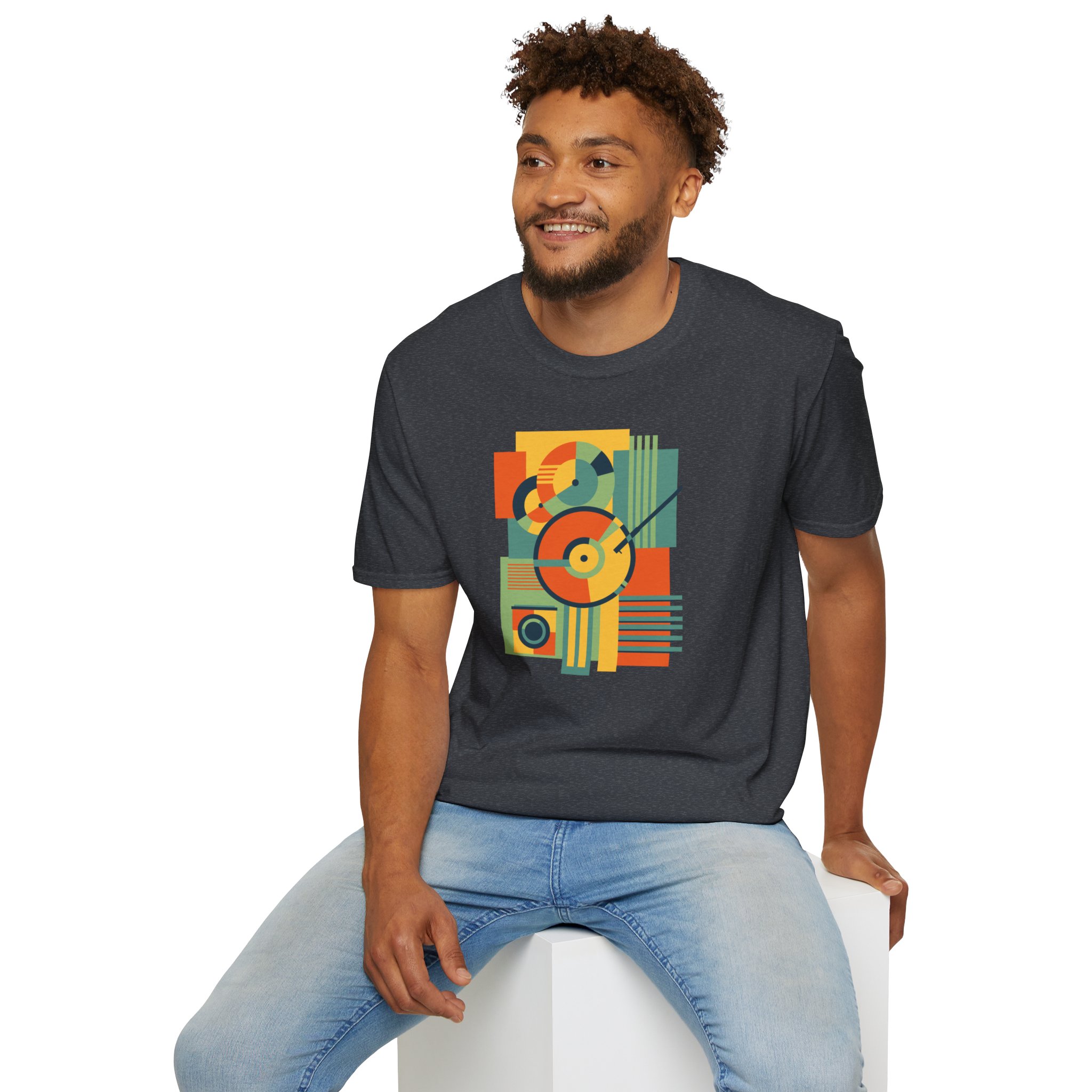 Retro Geometric Vinyl Record T-Shirt — Vintage Music Graphic Tee - Image 109