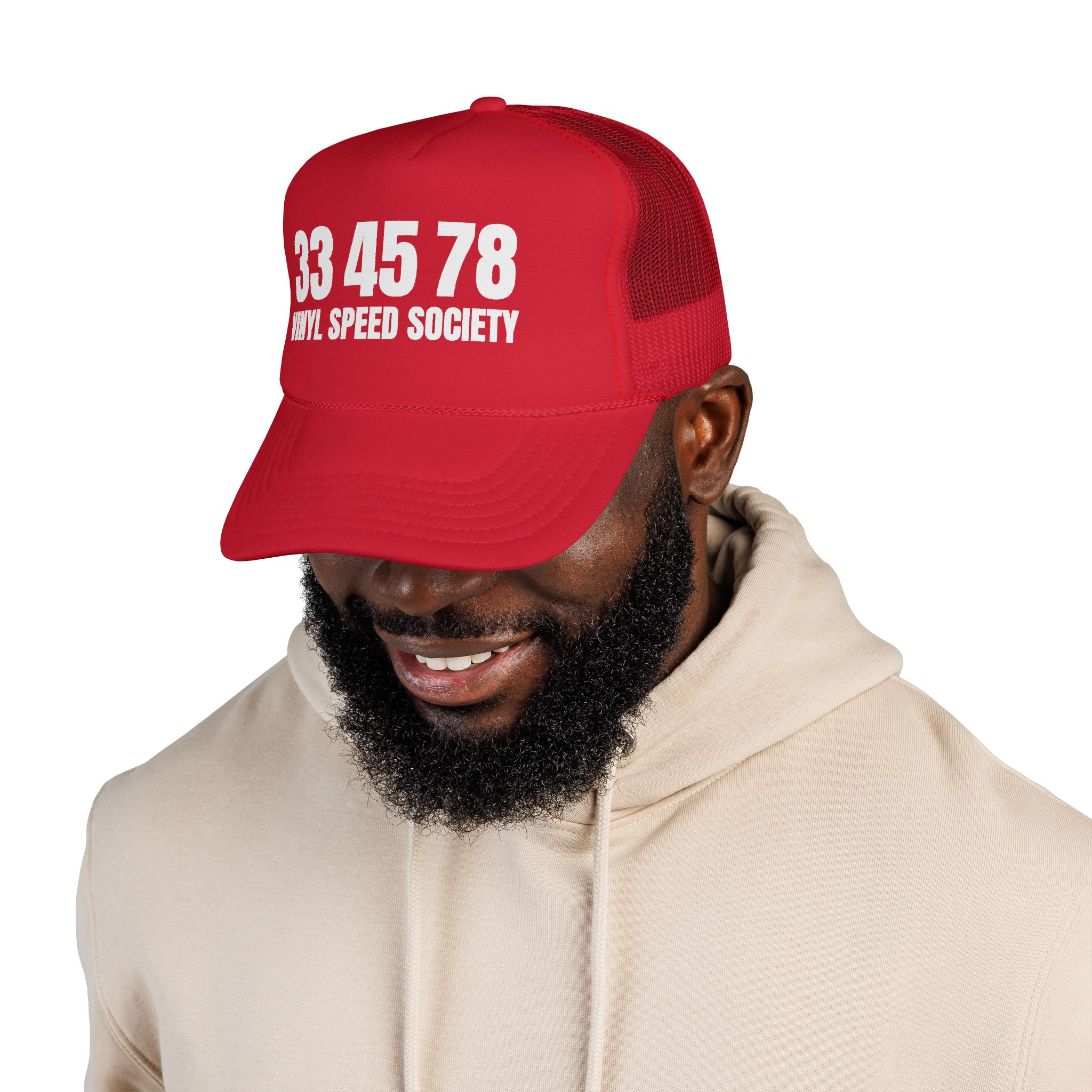 Vinyl Speed Society Trucker Cap - Retro Red Hat for Music Lovers - Image 5