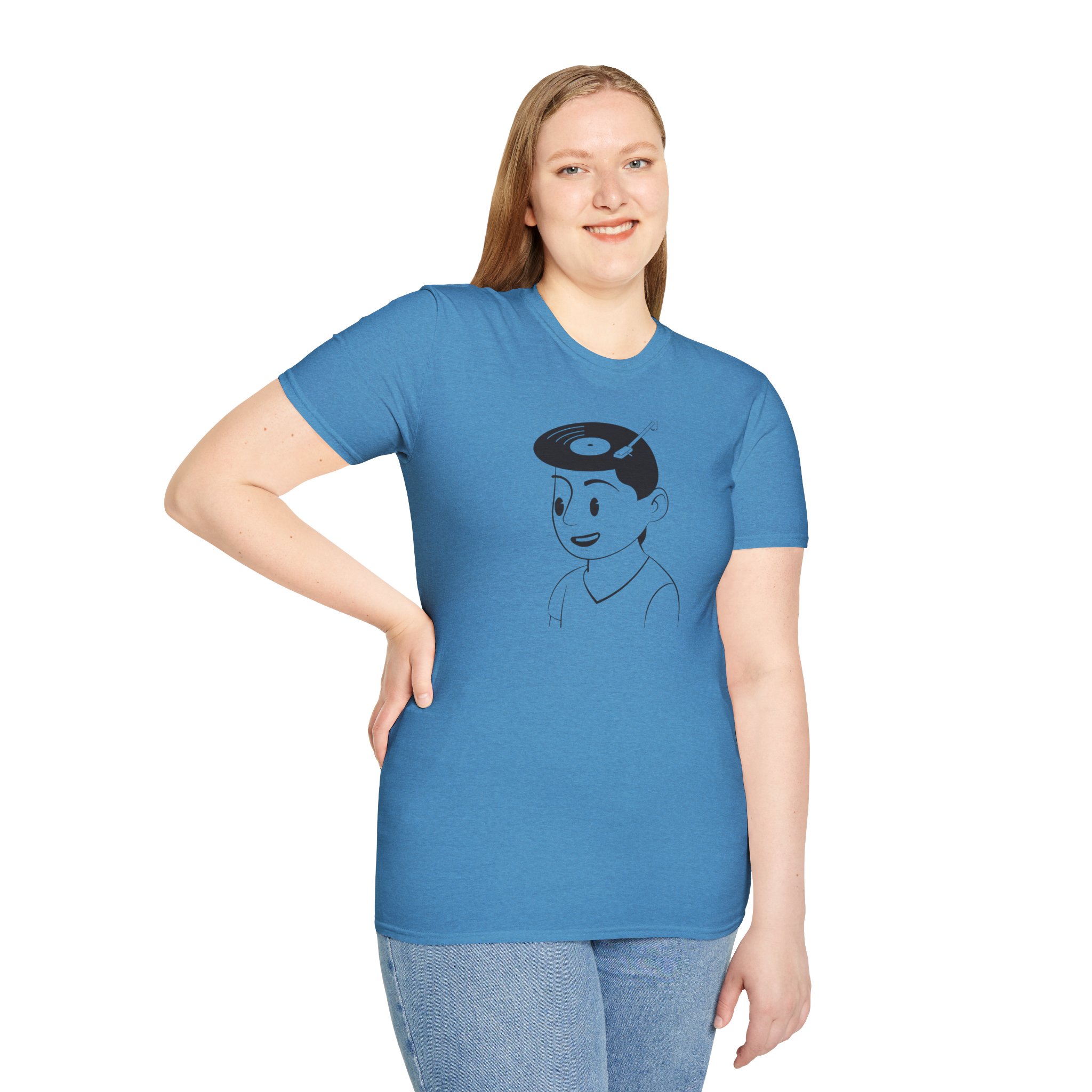 Retro Vinyl Head Illustration T-Shirt - Image 85