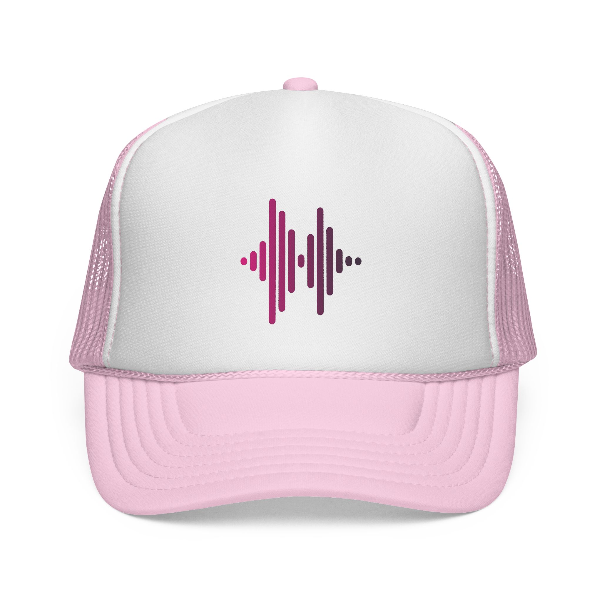 Soundwave Trucker Cap — Pink Gradient Audio Logo Mesh Hat - Image 1