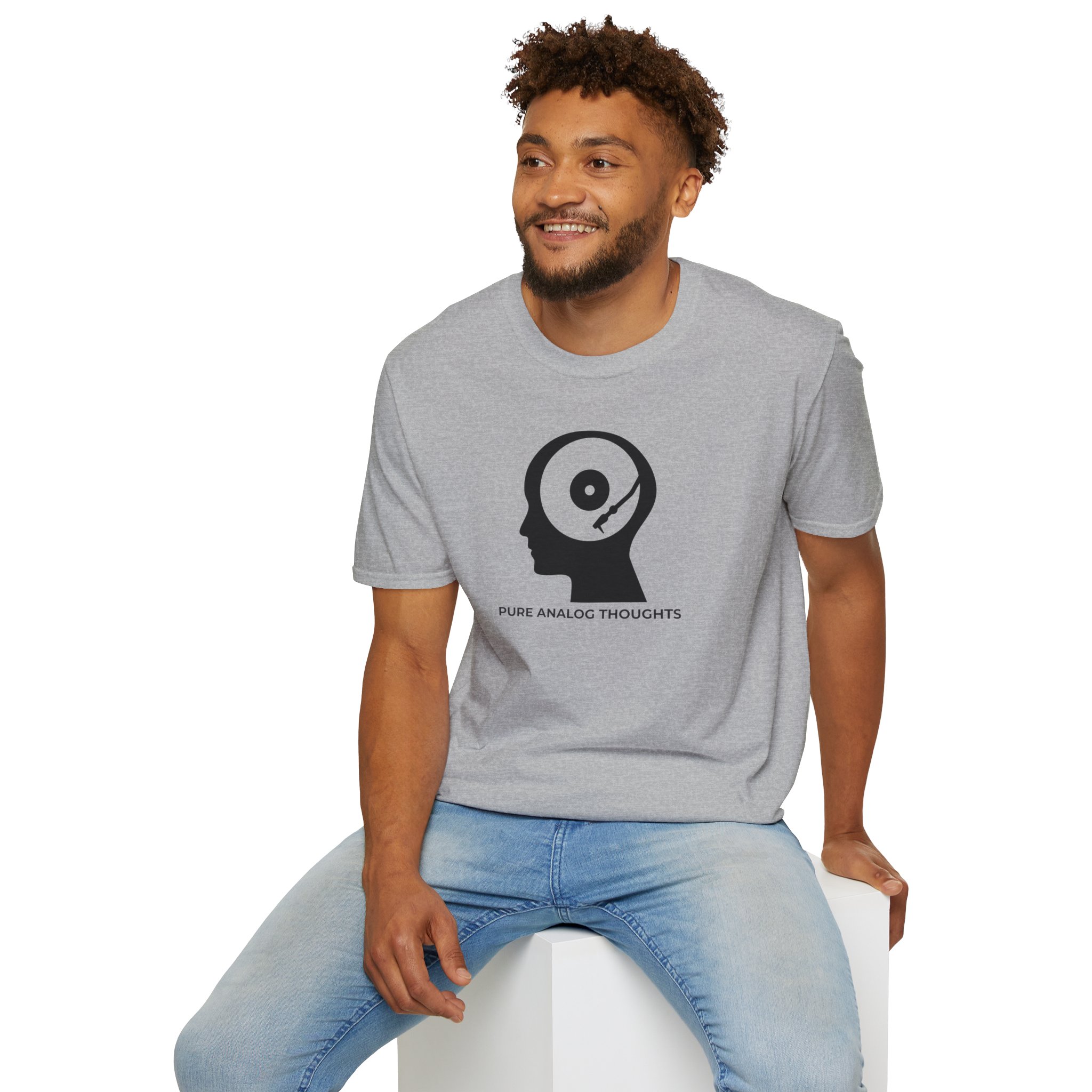 Analog Thoughts T-Shirt — 'Pure Analog Thoughts' Record Head Graphic Tee - Image 48