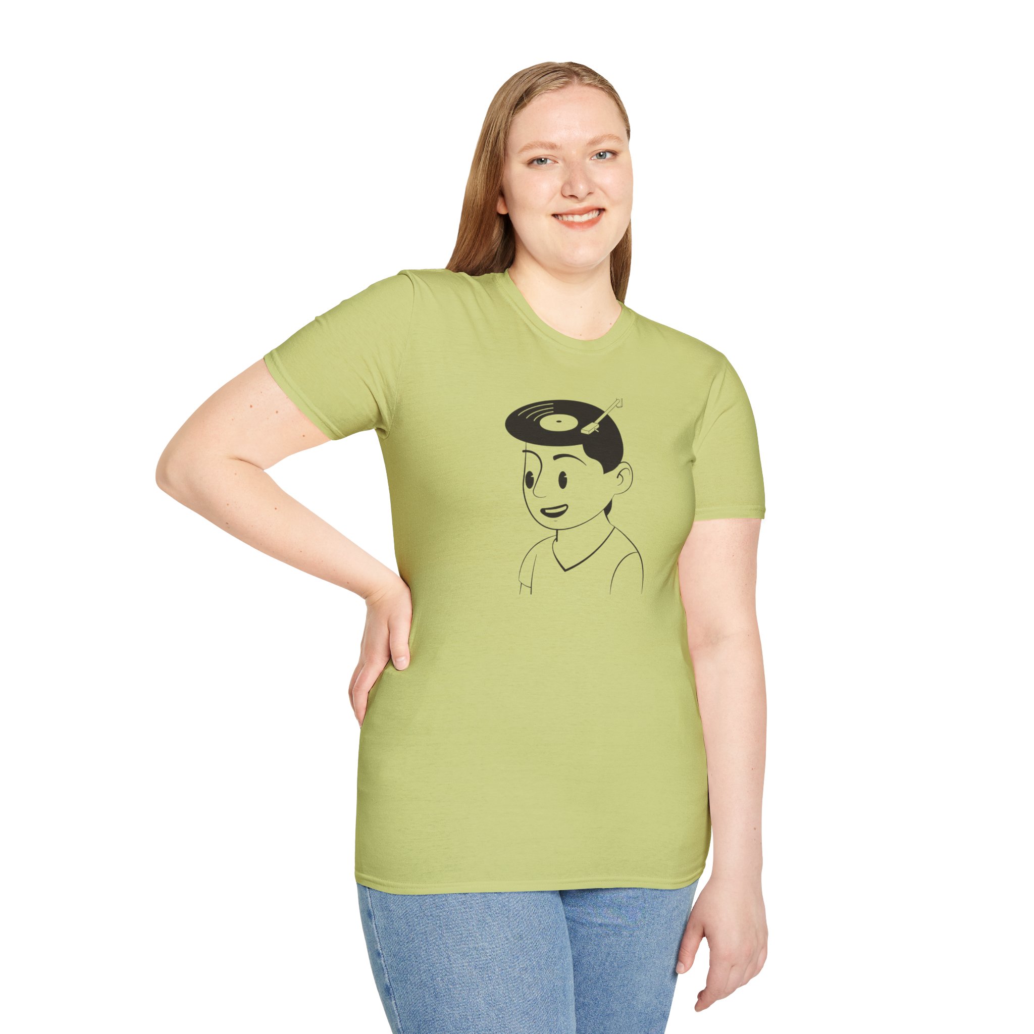 Retro Vinyl Head Illustration T-Shirt - Image 61