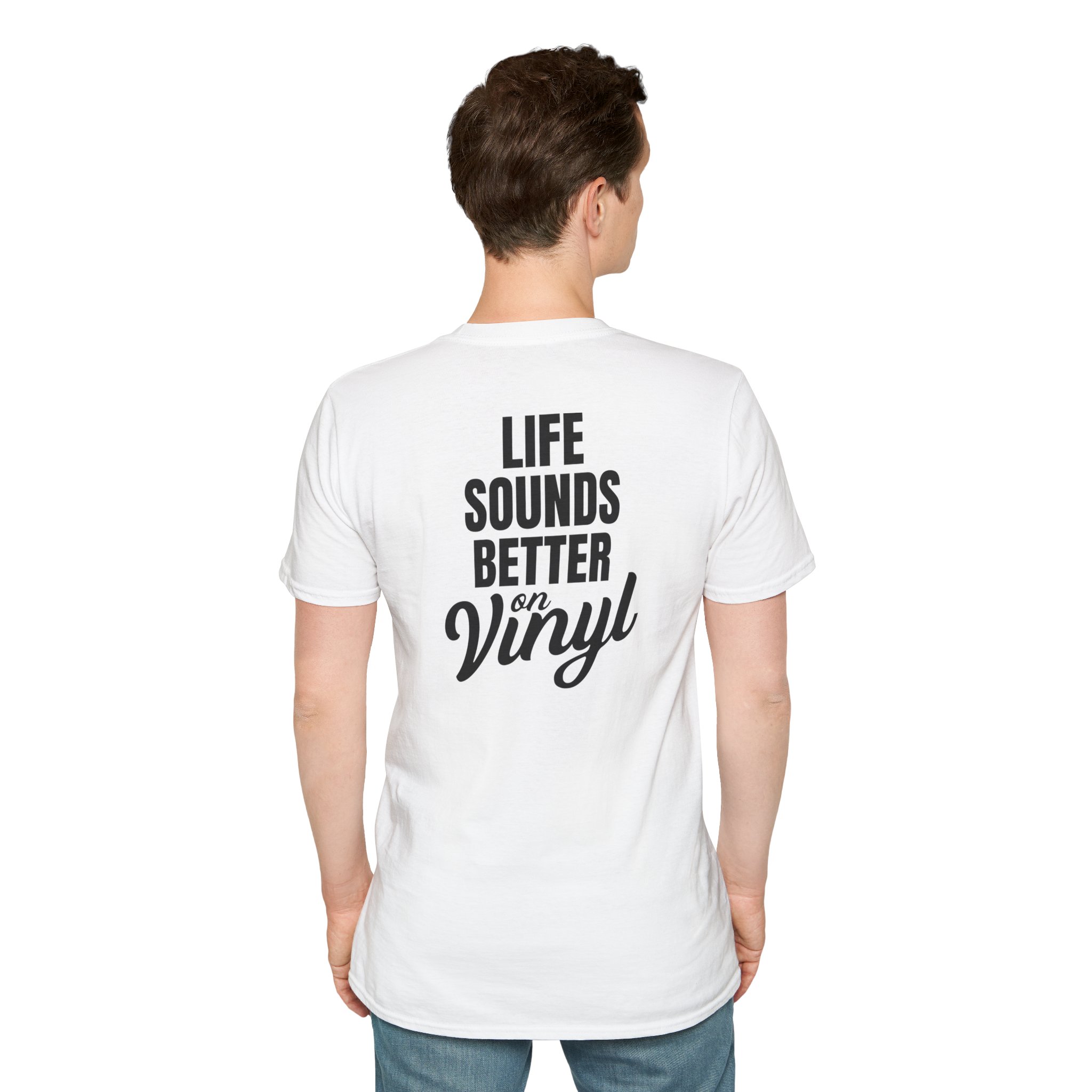 Vinyl Lover Unisex Softstyle T-Shirt - Life Sounds Better on Vinyl - Image 9