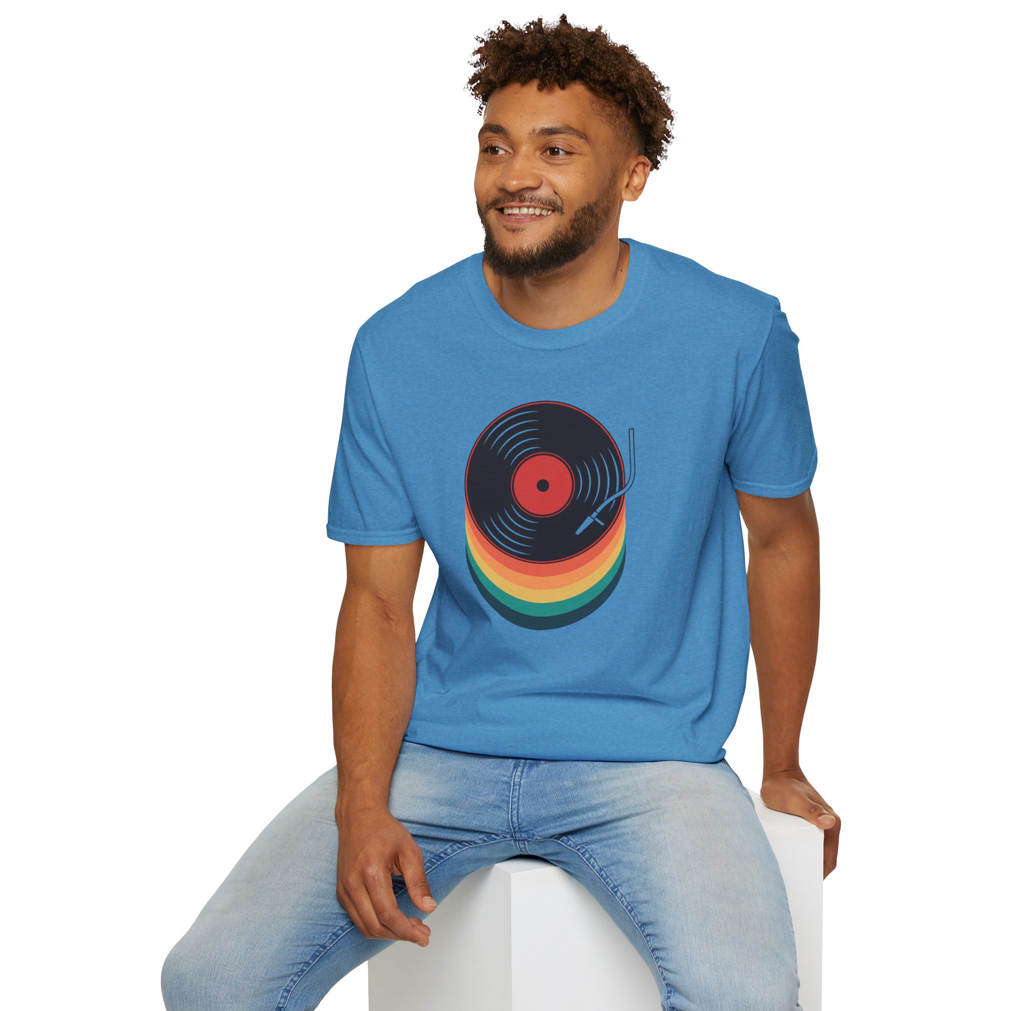 Retro Vinyl Record T-Shirt — Rainbow Stack Turntable Tee - Image 137
