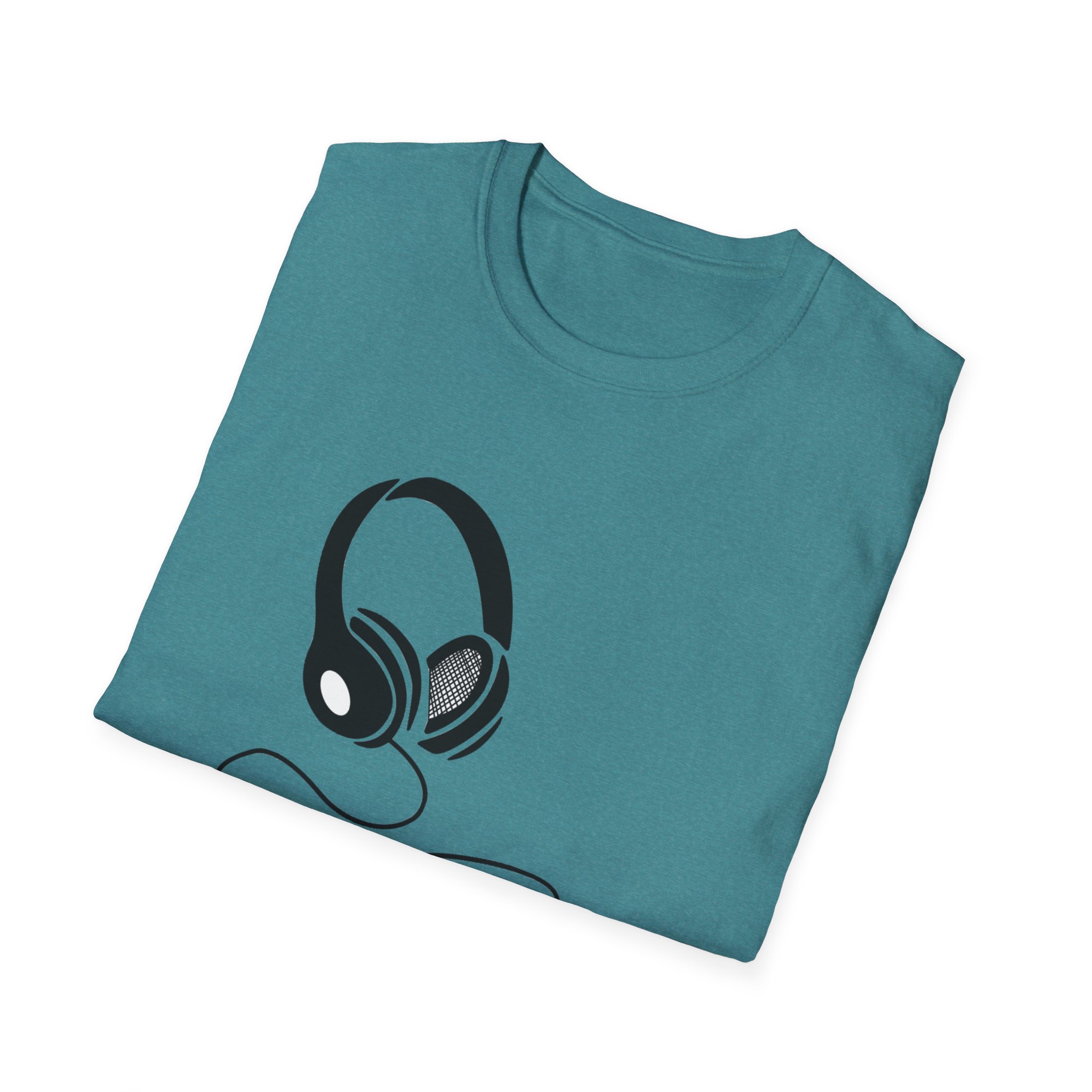 Music Lover Unisex Softstyle T-Shirt with Headphones Design - Image 40