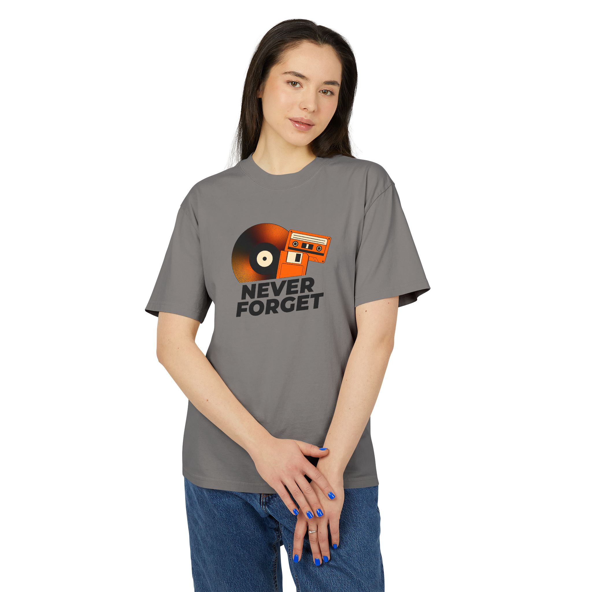 Retro Music Theme Unisex Heavy Faded Tee - 'Never Forget' - Image 15