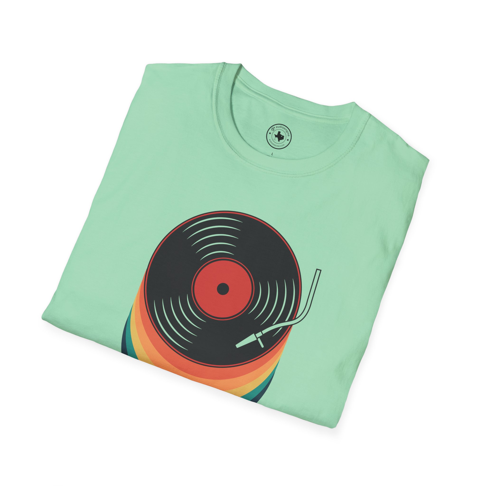 Retro Vinyl Record T-Shirt — Rainbow Stack Turntable Tee - Image 104