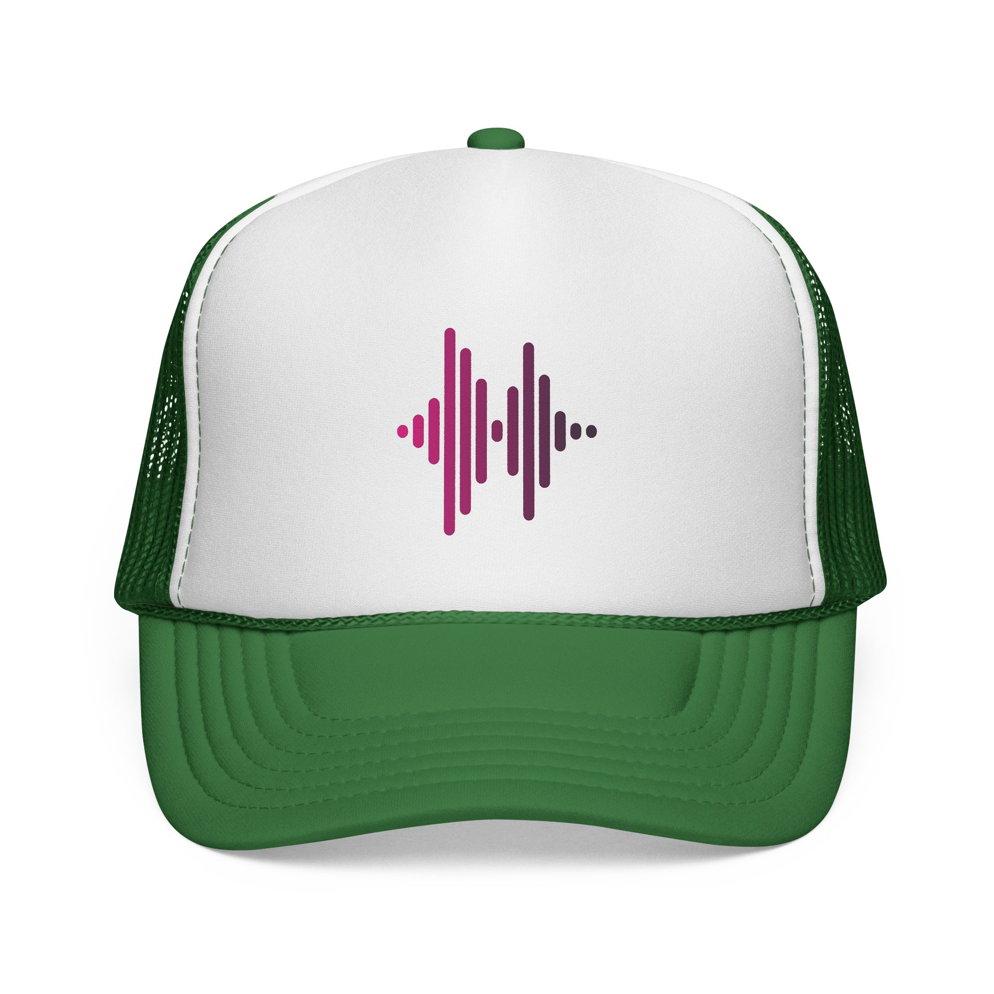 Soundwave Trucker Cap — Pink Gradient Audio Logo Mesh Hat - Image 1