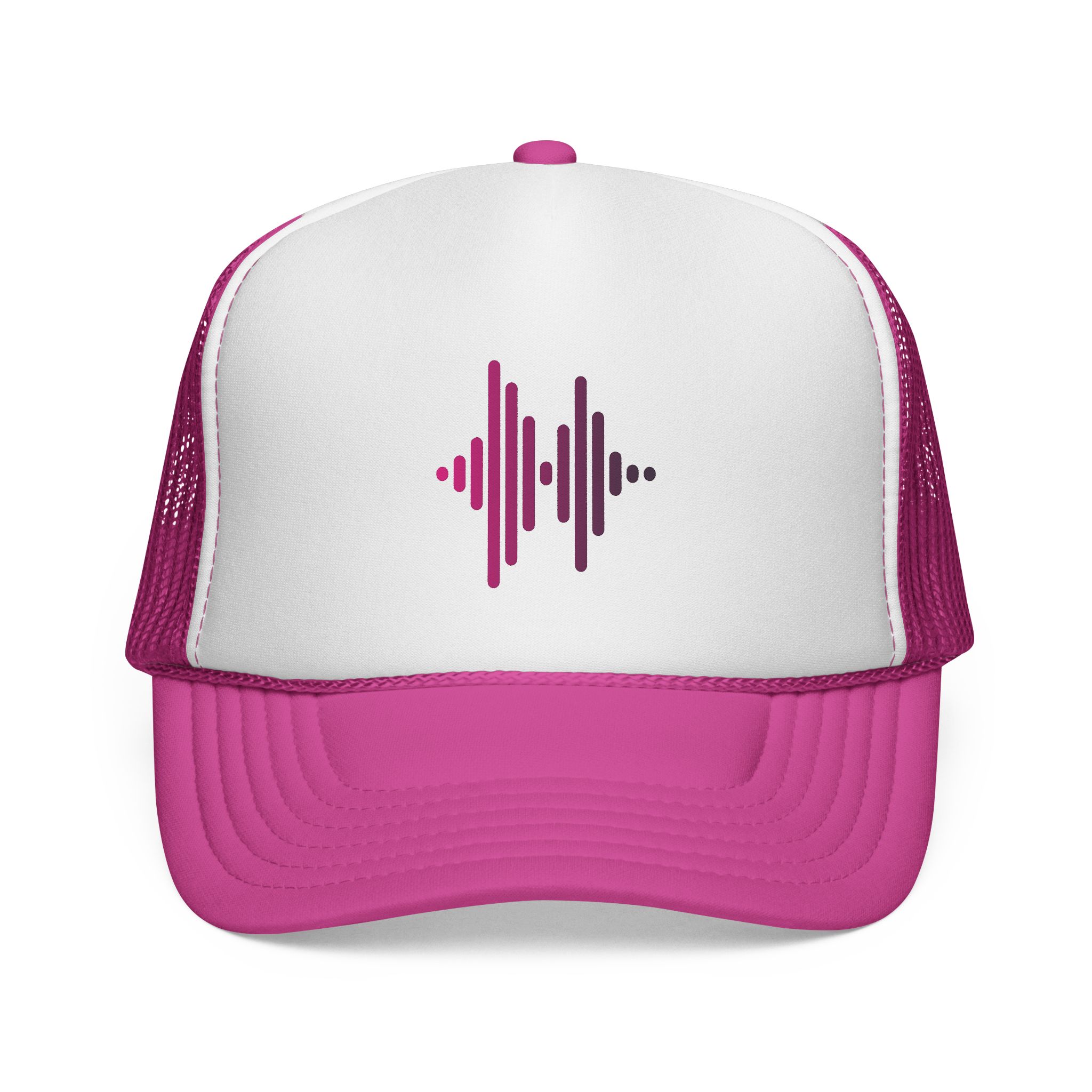 Soundwave Trucker Cap — Pink Gradient Audio Logo Mesh Hat - Image 1