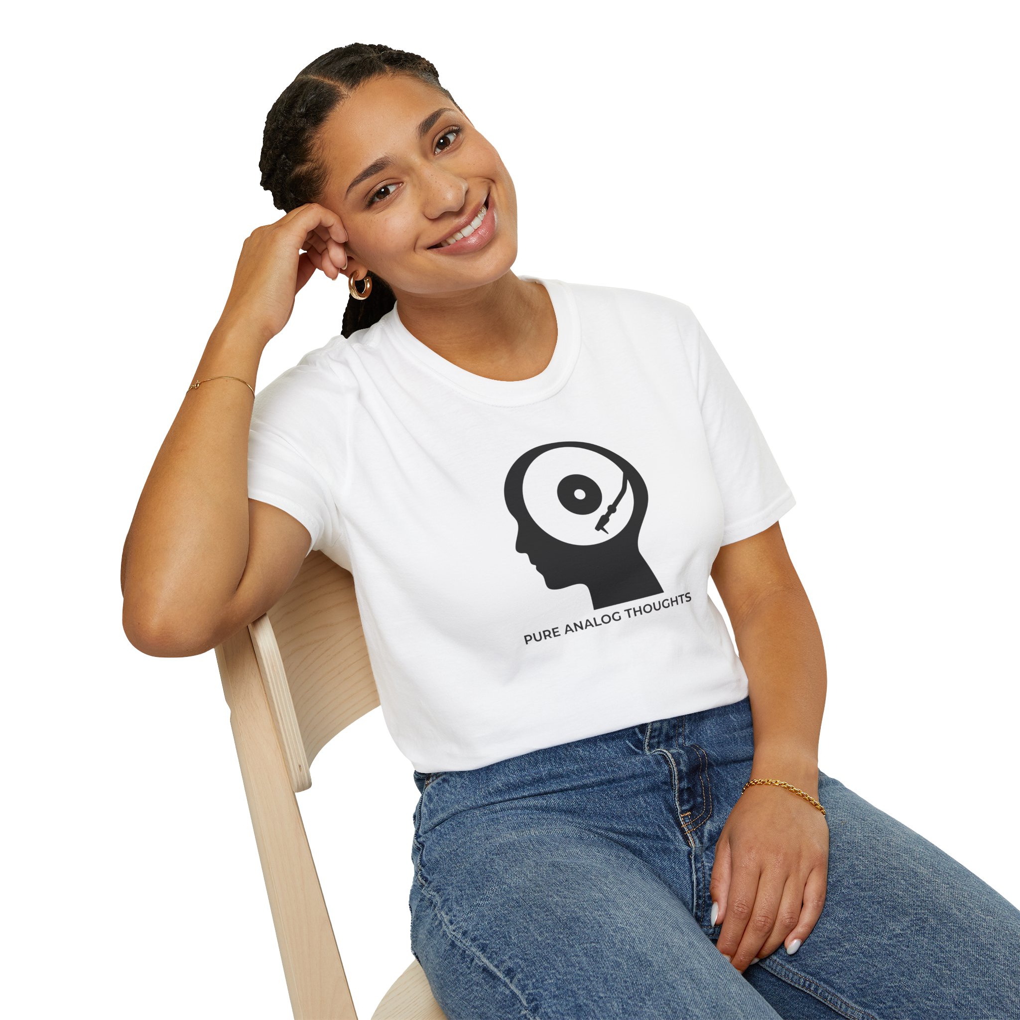 Analog Thoughts T-Shirt — 'Pure Analog Thoughts' Record Head Graphic Tee - Image 15