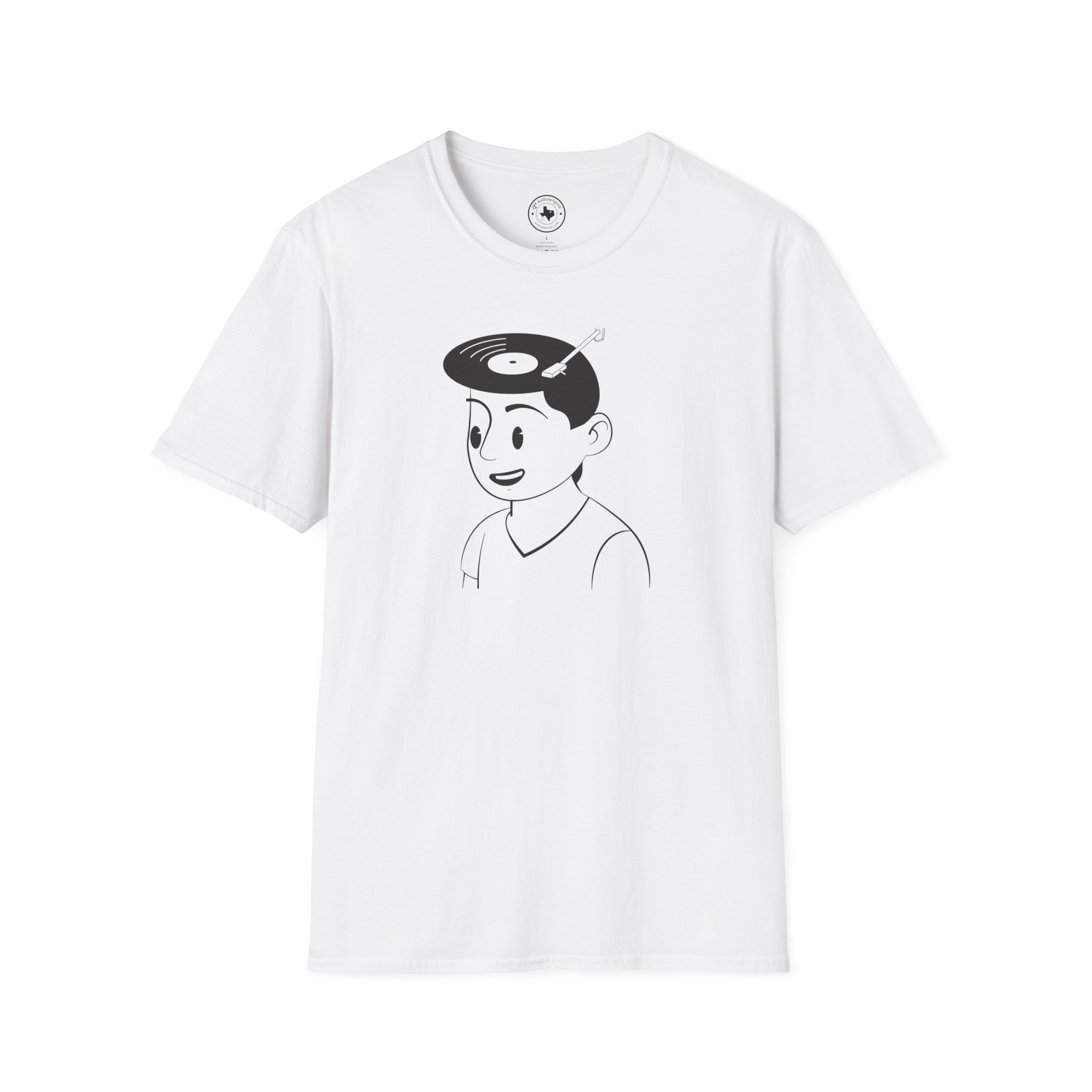 Retro Vinyl Head Illustration T-Shirt - Image 9
