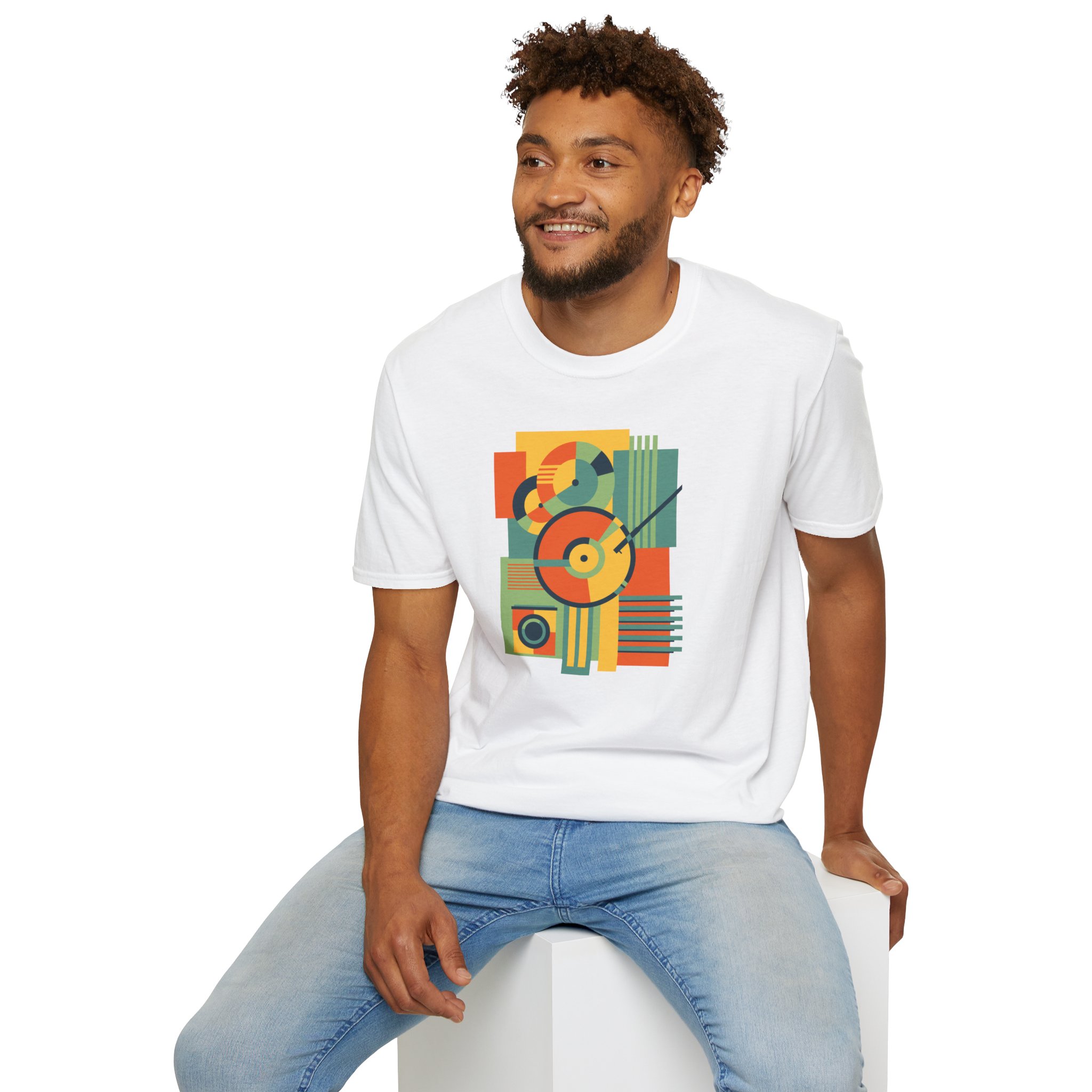 Retro Geometric Vinyl Record T-Shirt — Vintage Music Graphic Tee - Image 19