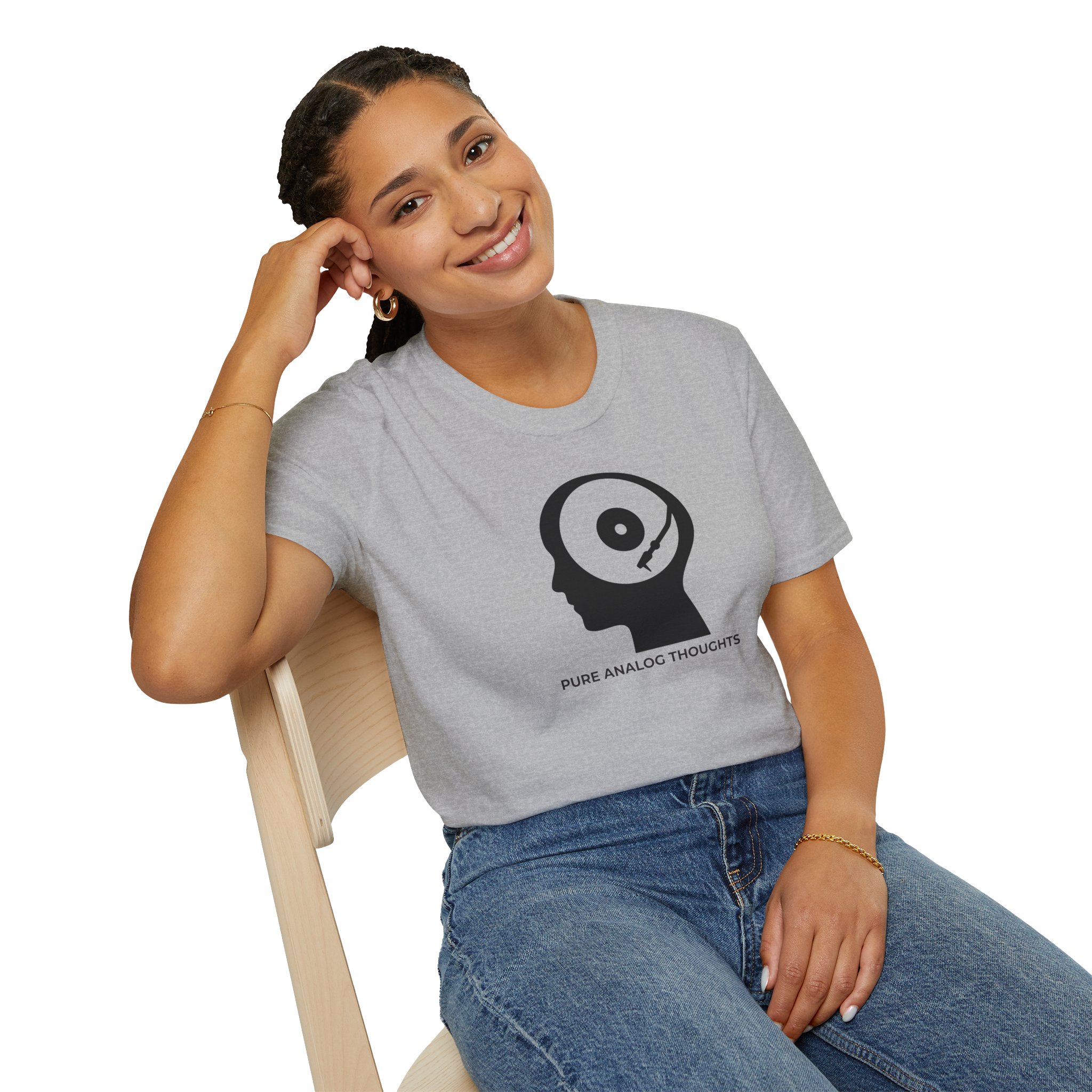 Analog Thoughts T-Shirt — 'Pure Analog Thoughts' Record Head Graphic Tee - Image 47