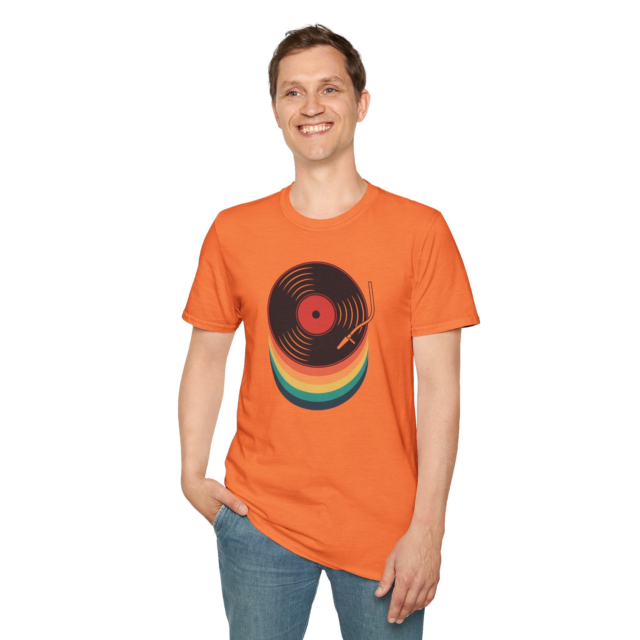 Retro Vinyl Record T-Shirt — Rainbow Stack Turntable Tee - Image 26