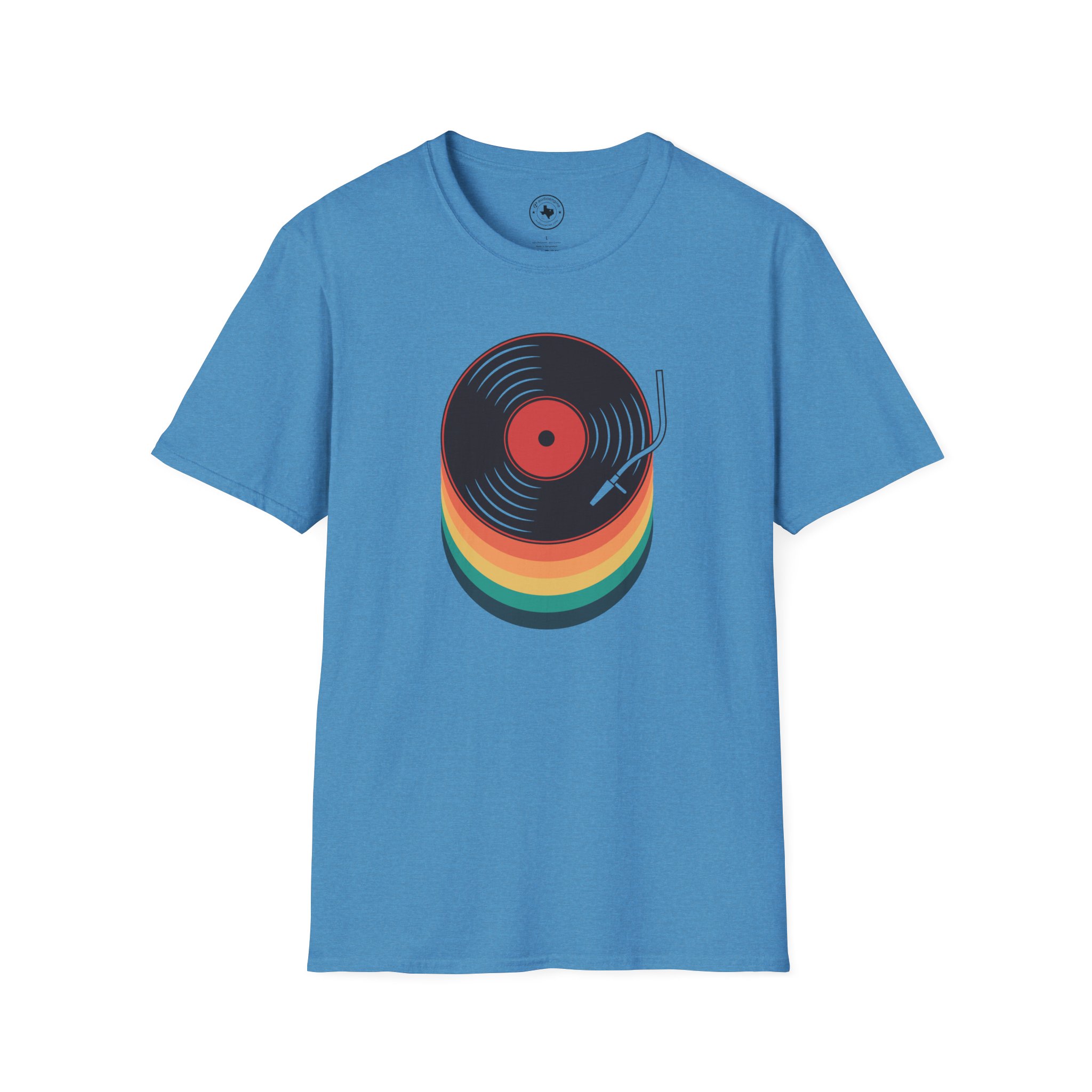 Retro Vinyl Record T-Shirt — Rainbow Stack Turntable Tee - Image 131