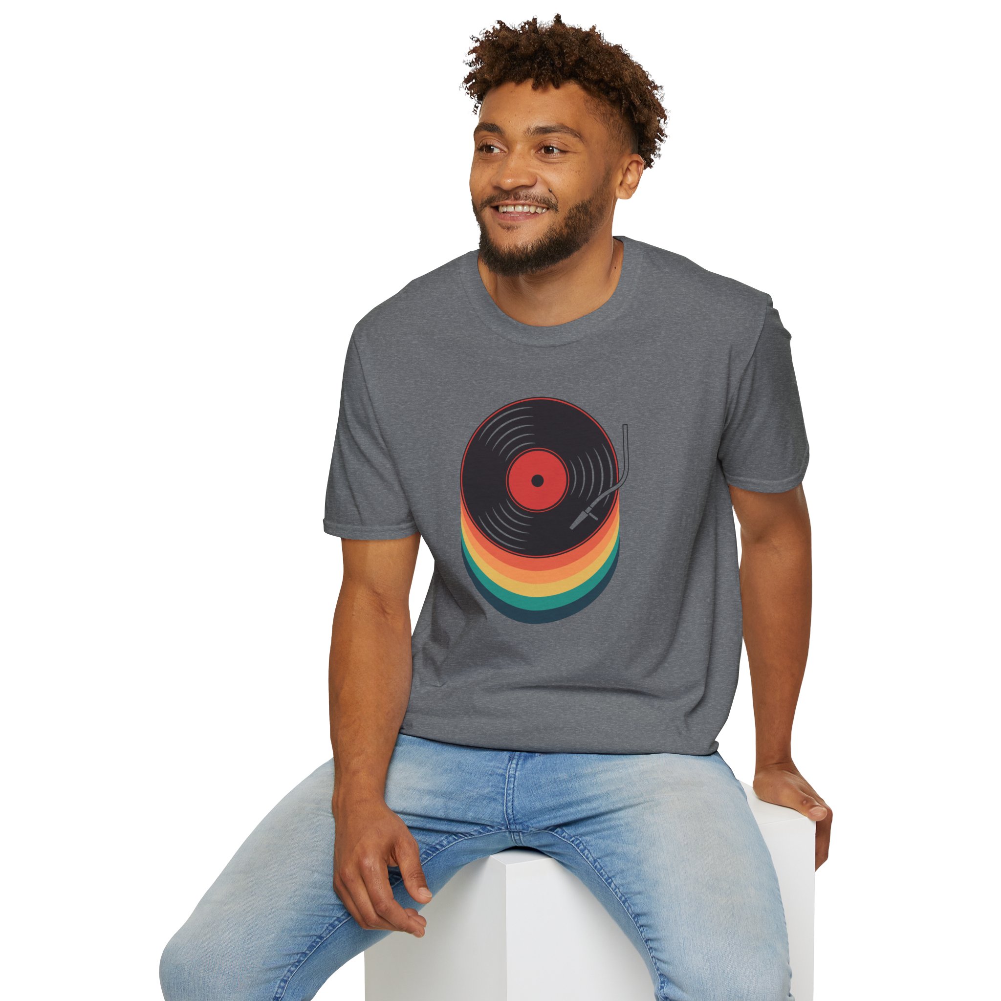 Retro Vinyl Record T-Shirt — Rainbow Stack Turntable Tee - Image 117