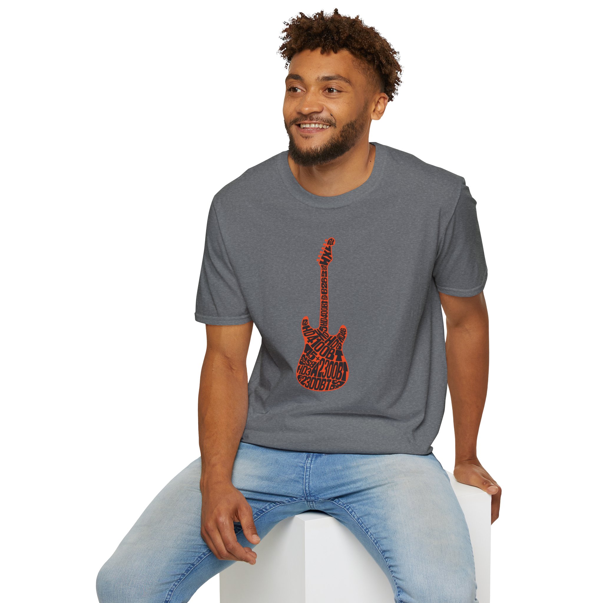 Electric Guitar Graphic T-Shirt — Red Psychedelic Music Tee - Image 71