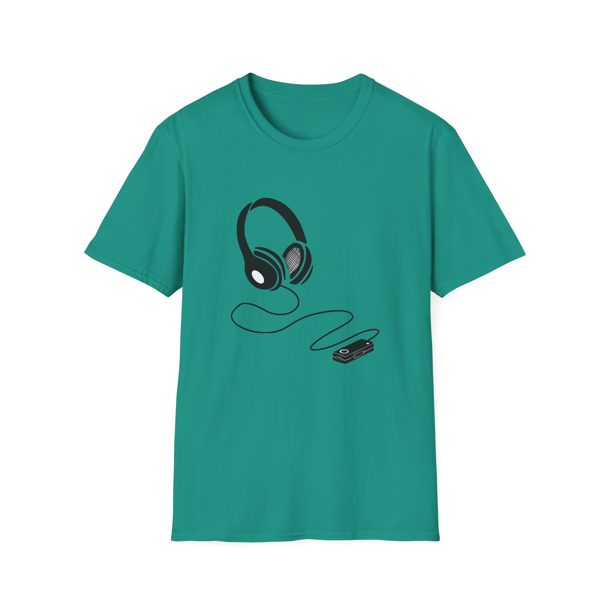 Music Lover Unisex Softstyle T-Shirt with Headphones Design - Image 1