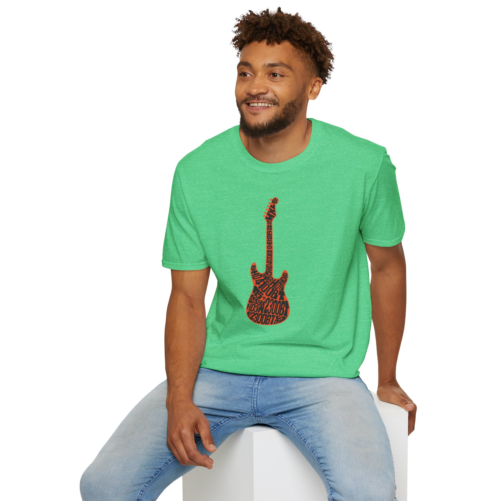Electric Guitar Graphic T-Shirt — Red Psychedelic Music Tee - Image 80