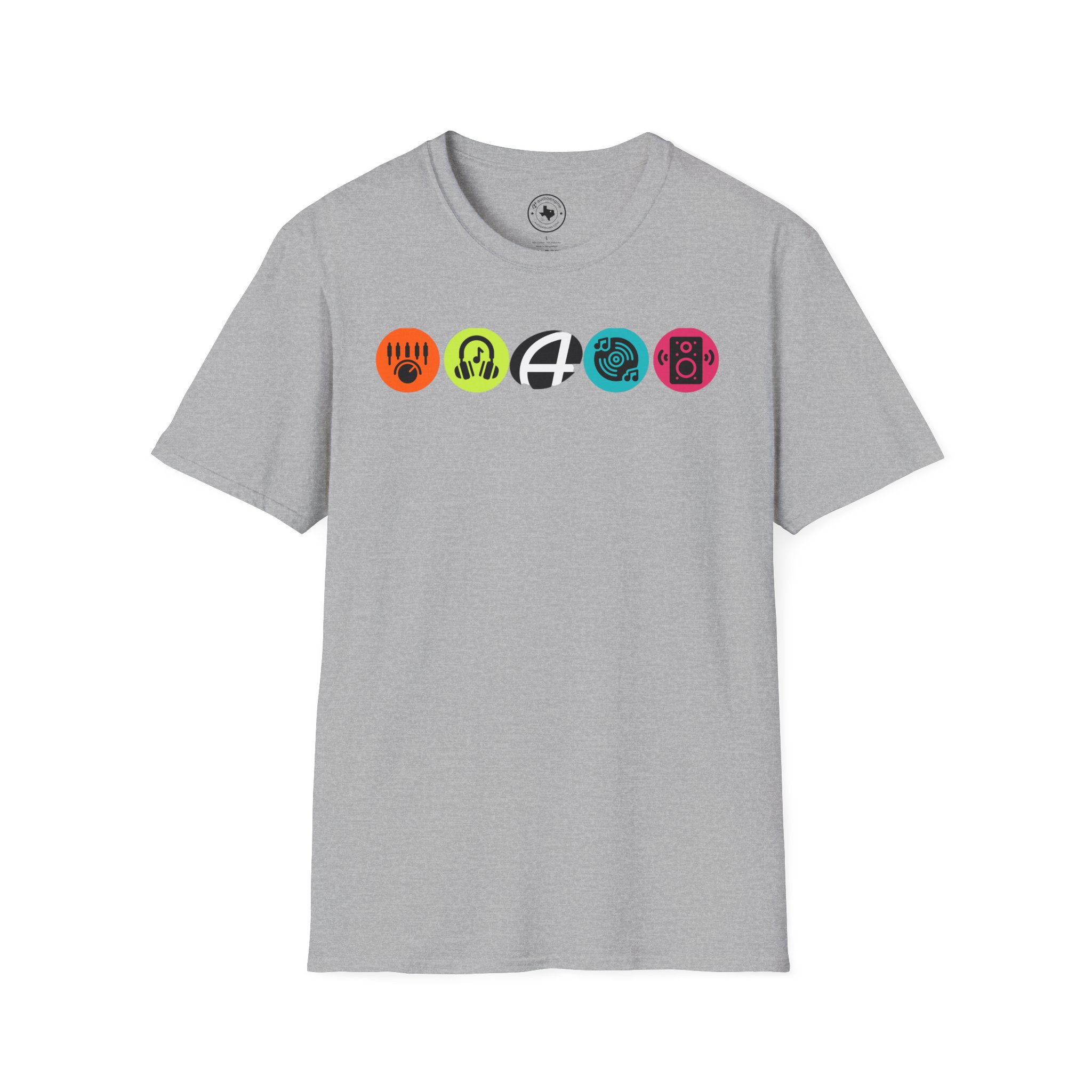 Music Icon Row T-Shirt — Colorful Band Equipment Graphic Tee - Image 19