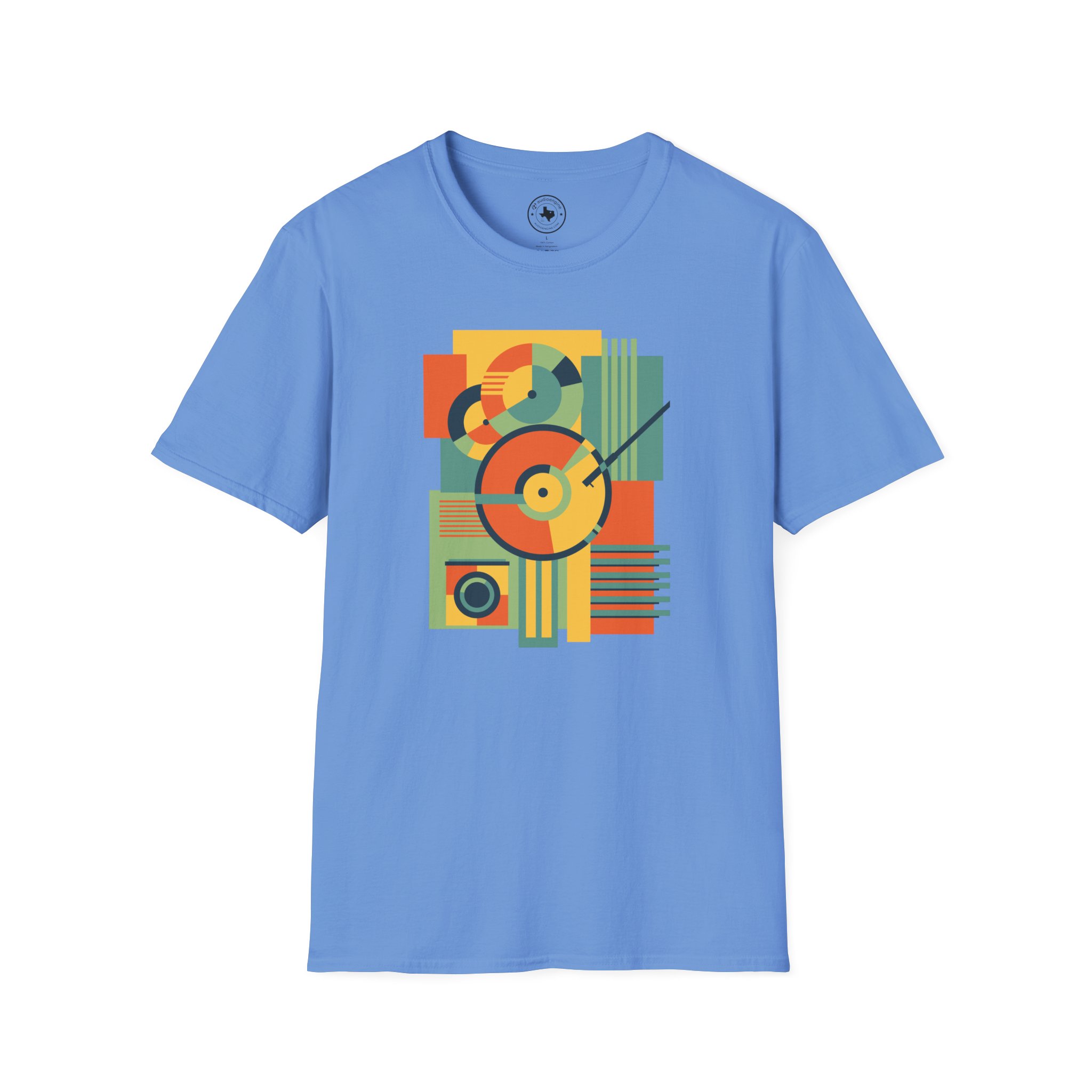 Retro Geometric Vinyl Record T-Shirt - Image 89