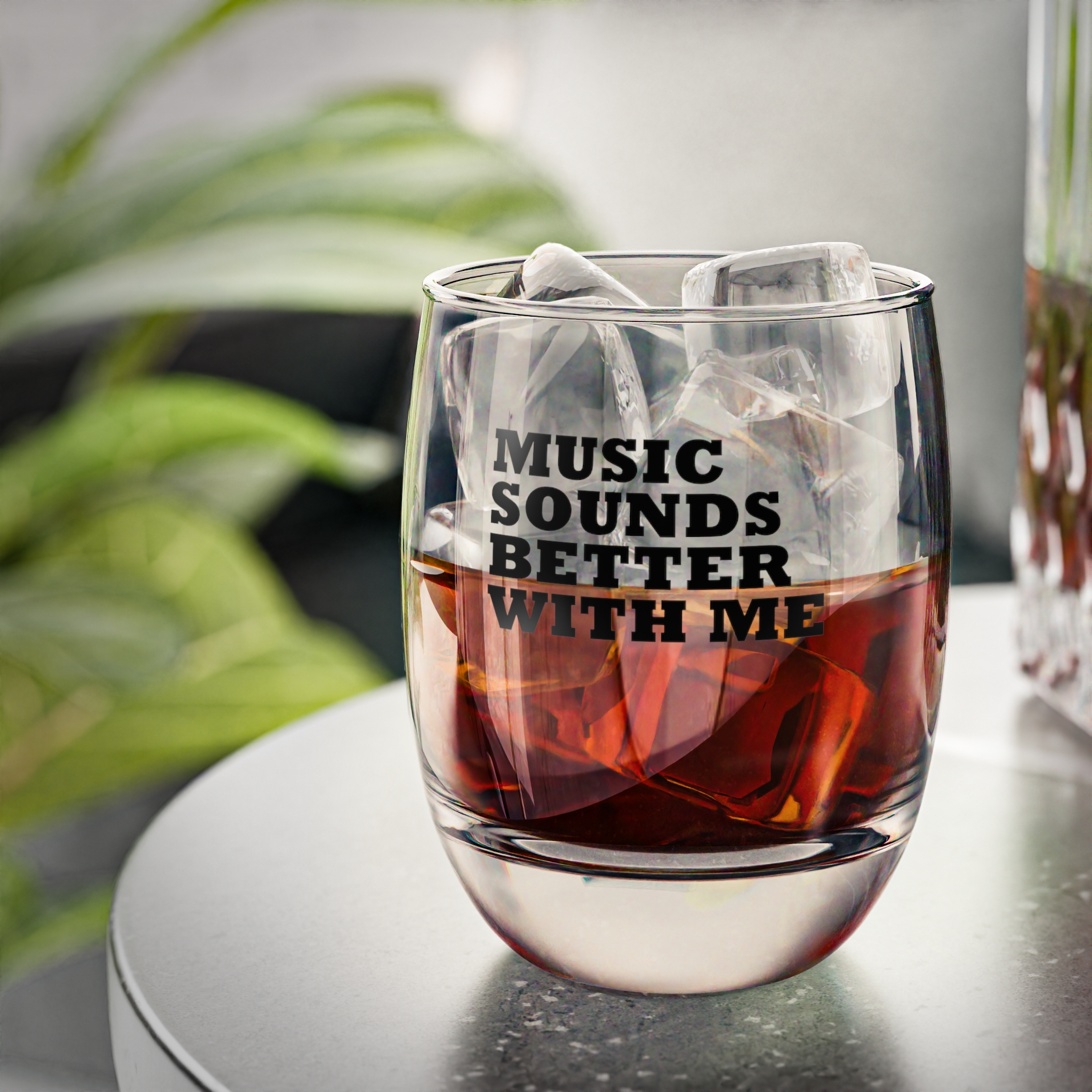 Whiskey Glass - "Music Sounds Better With Me" Engraved Music Lover Tumbler - Image 5