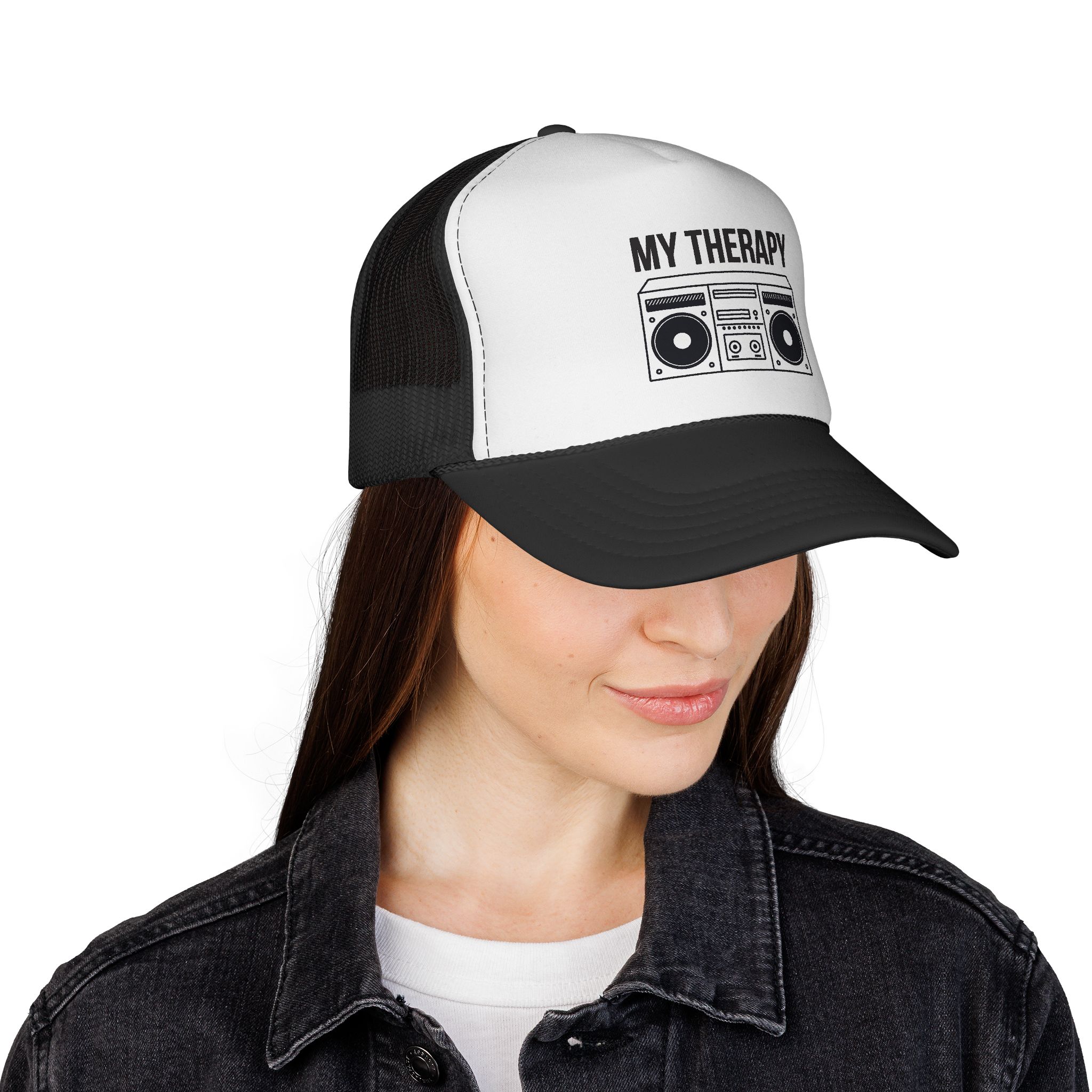 Trucker Cap — "My Therapy" Boombox Mesh Hat - Image 29