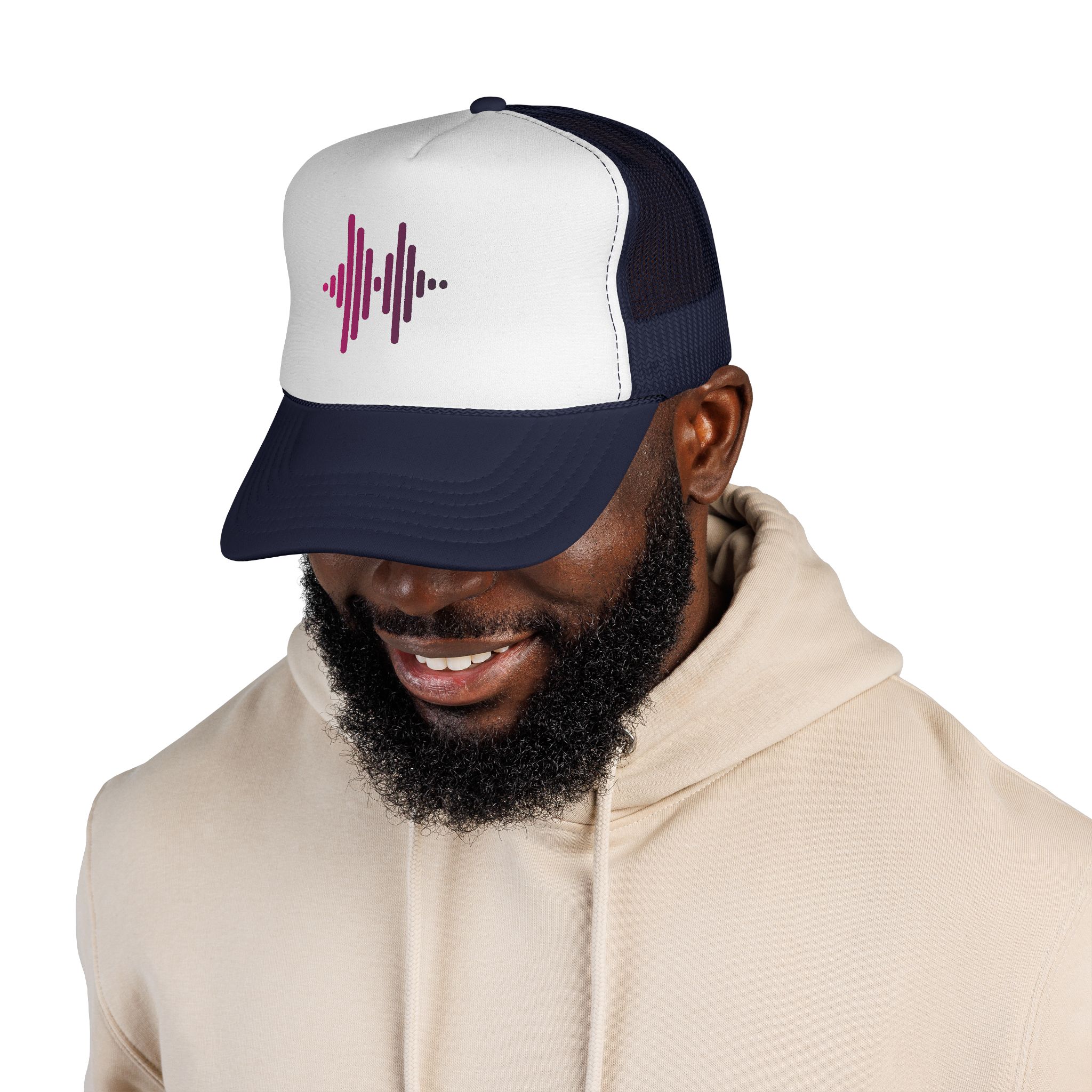 Soundwave Trucker Cap — Pink Gradient Audio Logo Mesh Hat - Image 25