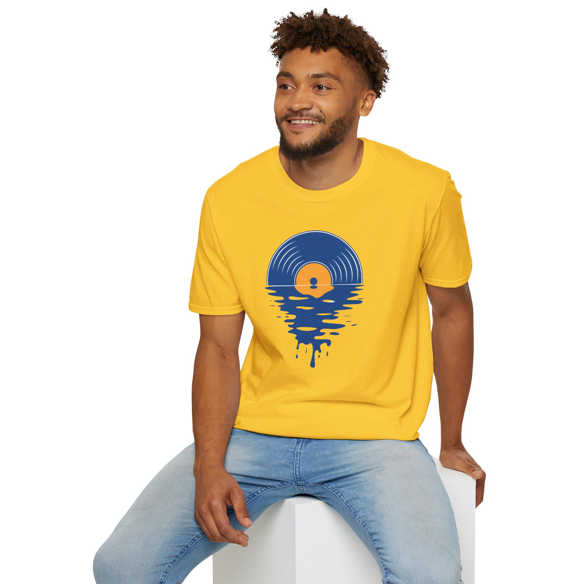 Sunset Vinyl Record T‑Shirt — Retro Music Lake Graphic Tee - Image 179