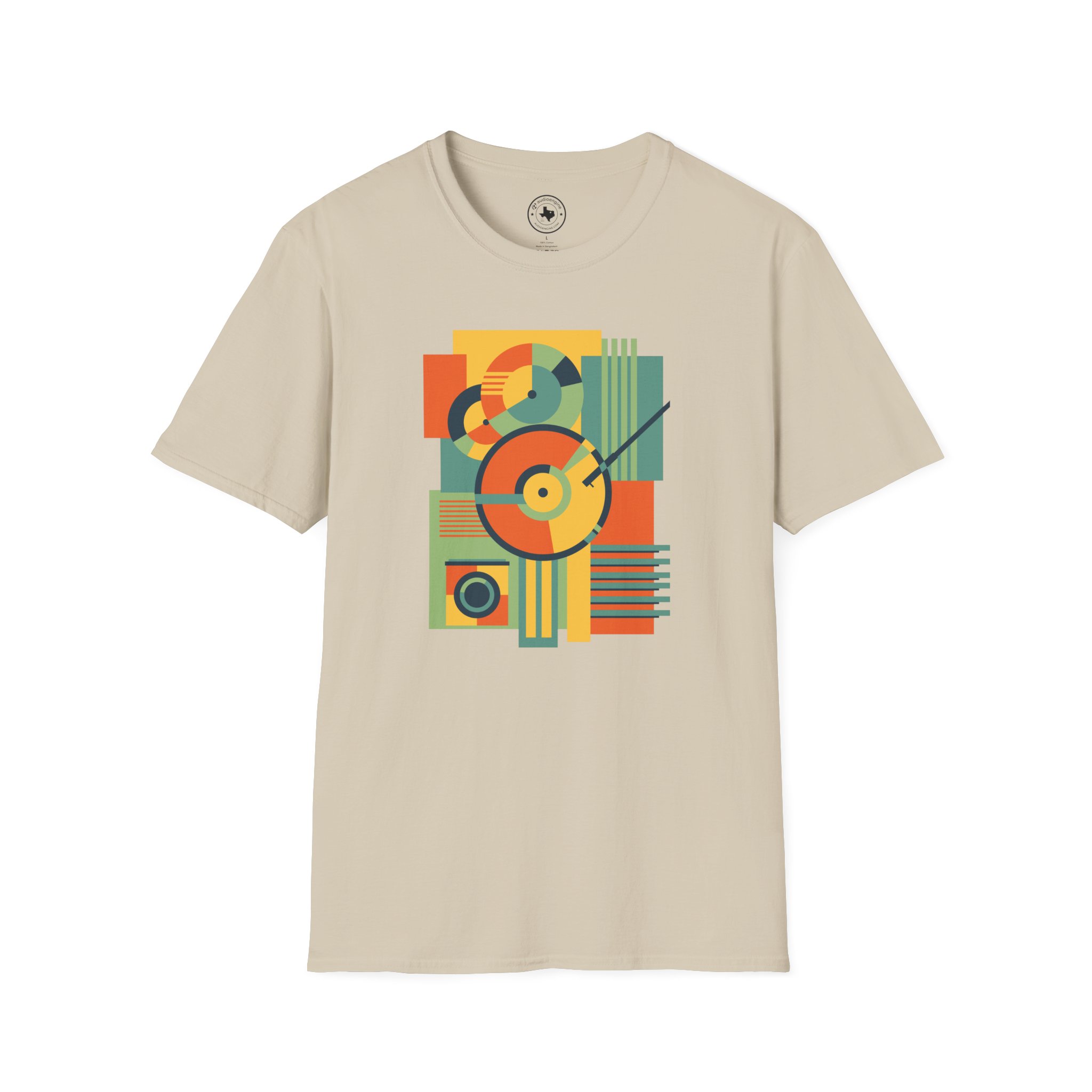 Retro Geometric Vinyl Record T-Shirt - Image 41
