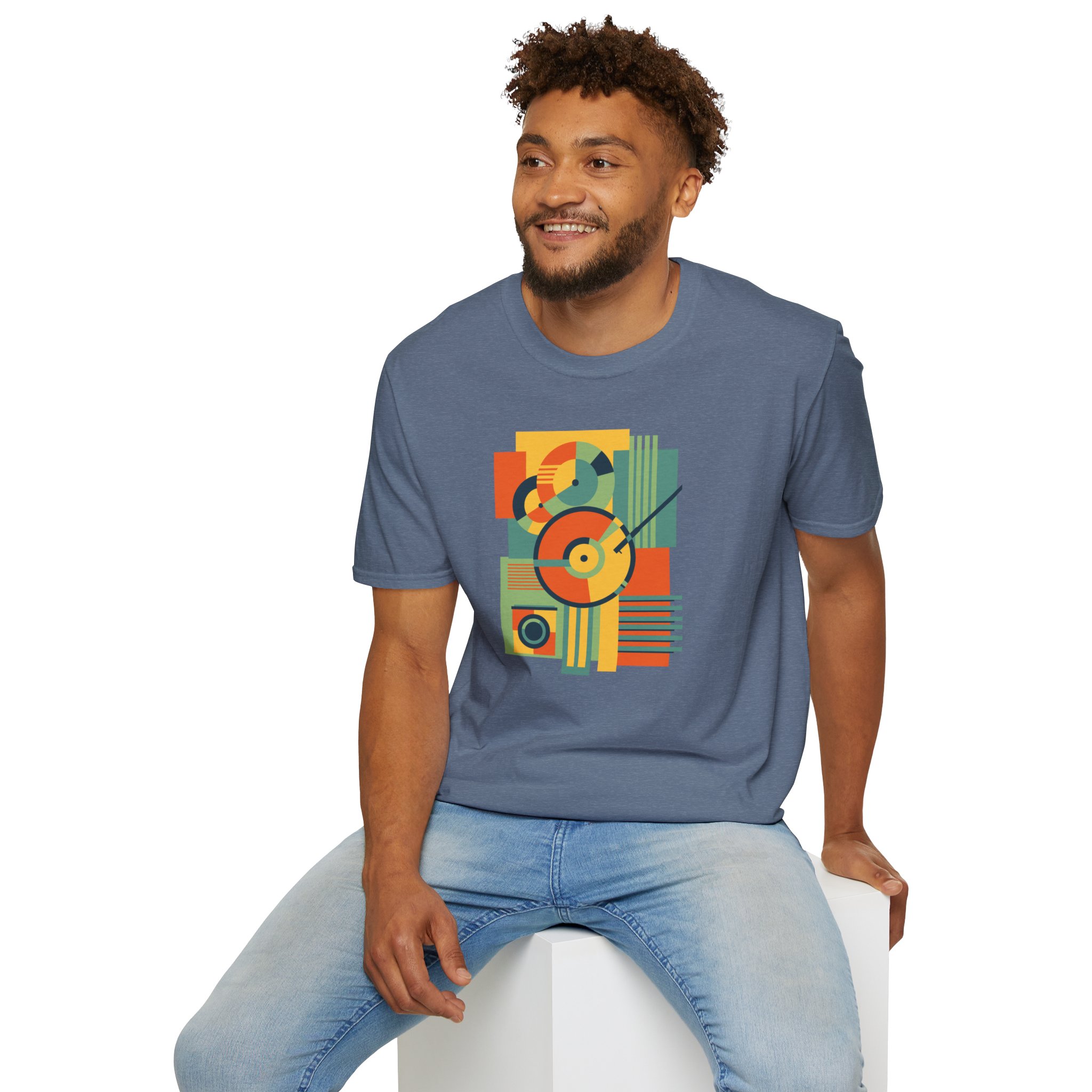 Retro Geometric Vinyl Record T-Shirt — Vintage Music Graphic Tee - Image 89