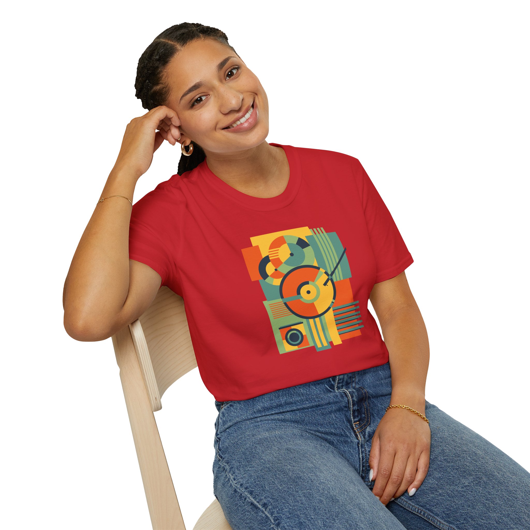Retro Geometric Vinyl Record T-Shirt — Vintage Music Graphic Tee - Image 128