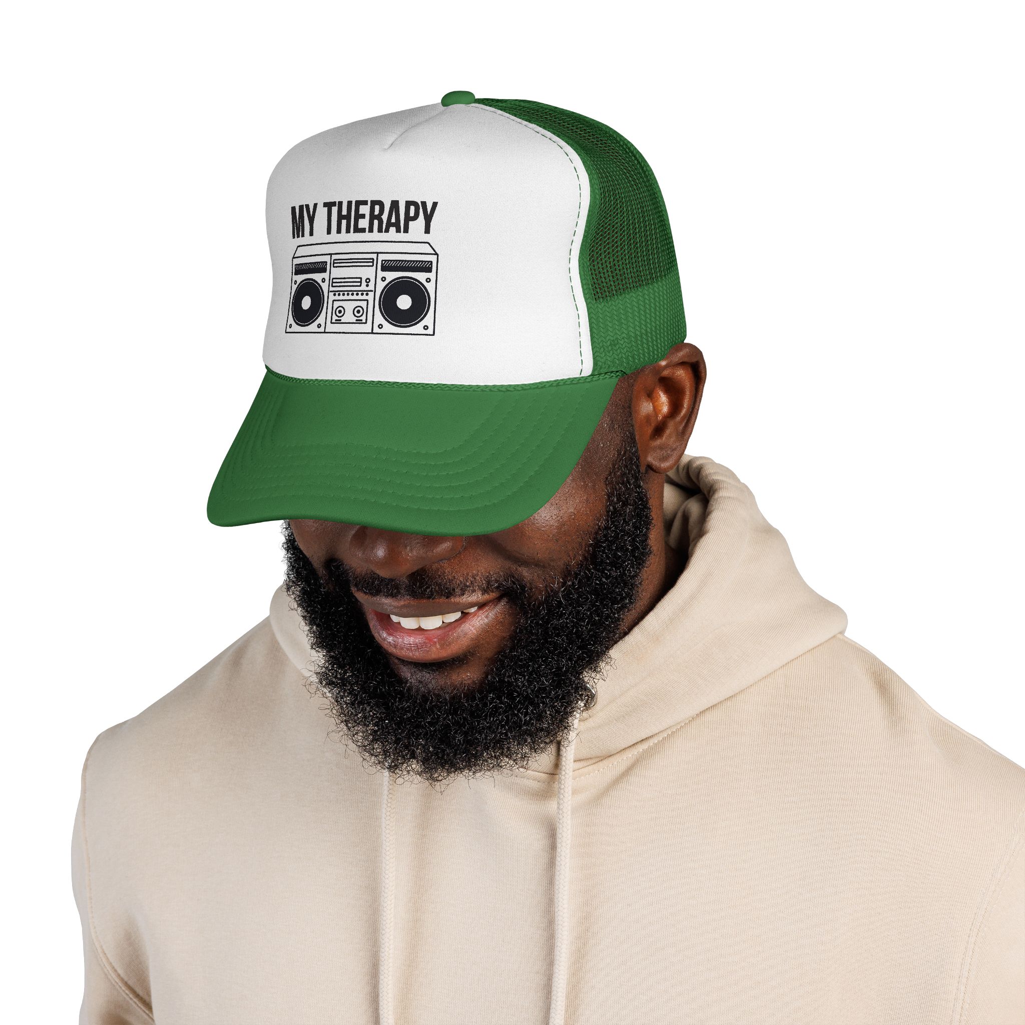 Trucker Cap — "My Therapy" Boombox Mesh Hat - Image 5