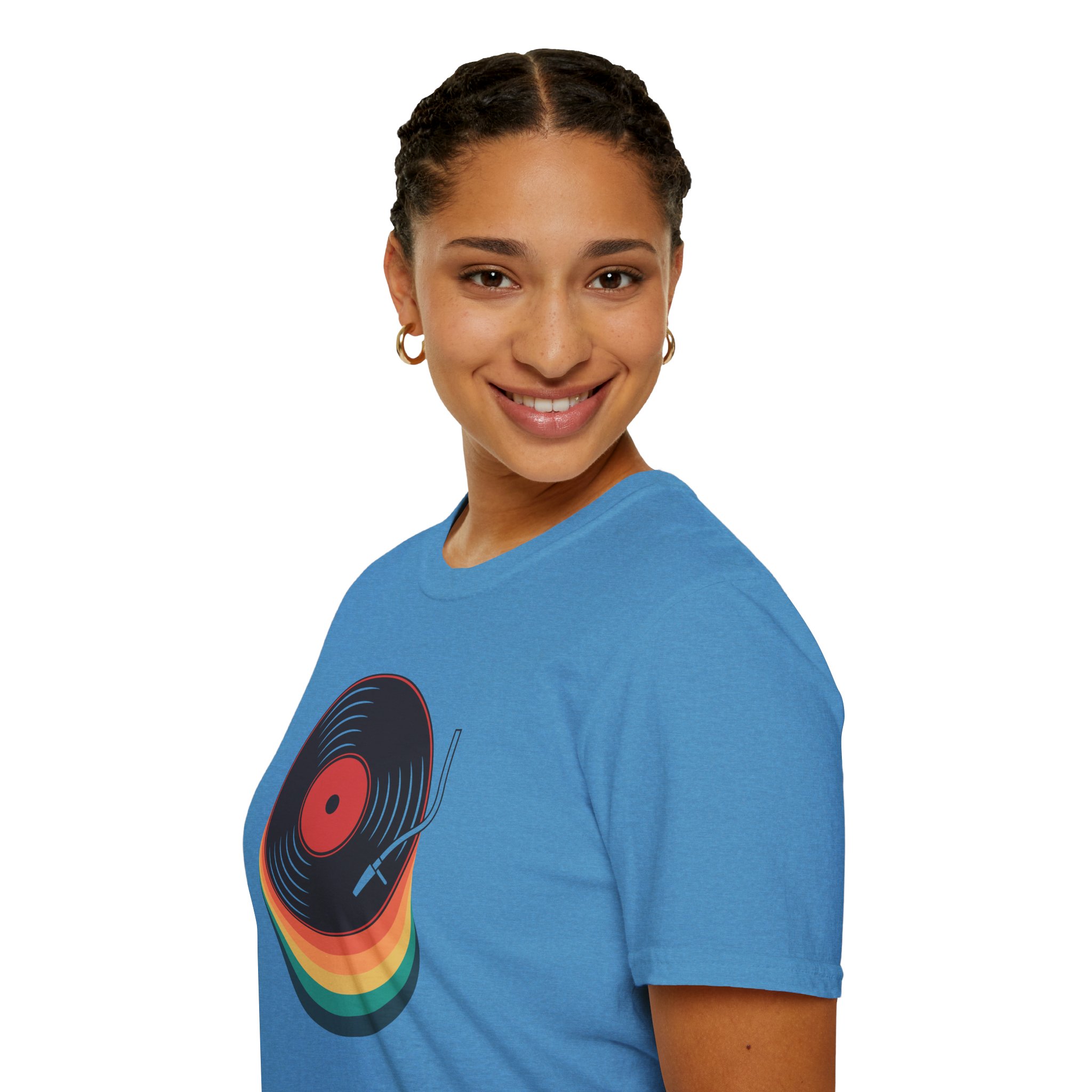 Retro Vinyl Record T-Shirt — Rainbow Stack Turntable Tee - Image 140