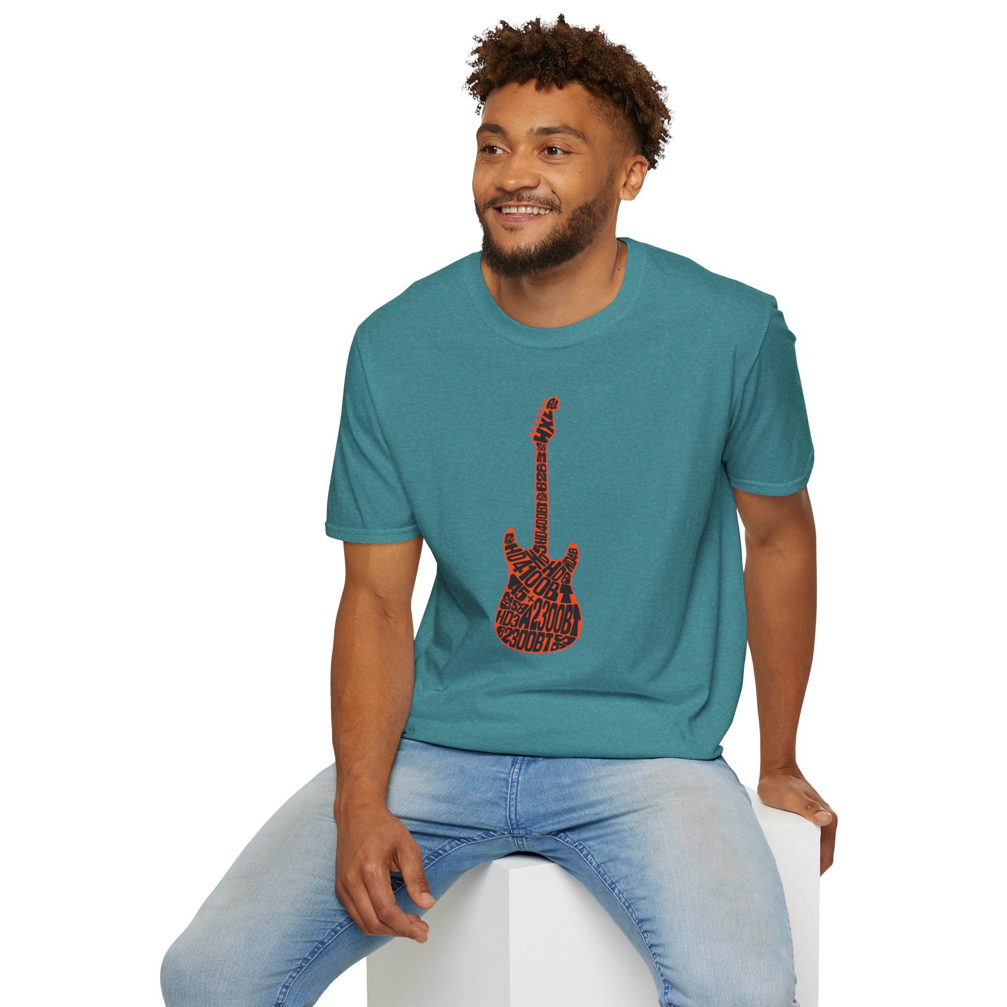 Electric Guitar Graphic T-Shirt — Red Psychedelic Music Tee - Image 89