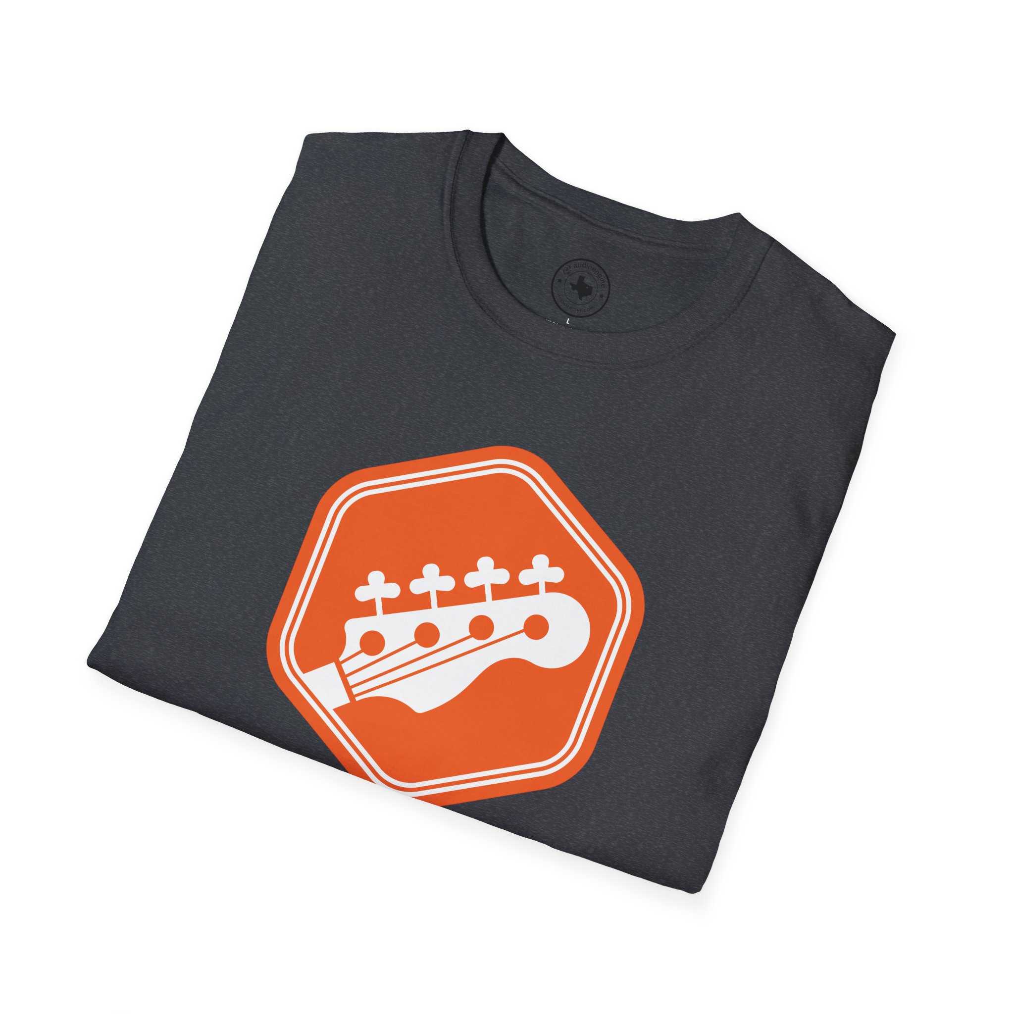 Orange Bass Guitar Badge T-Shirt — Retro Musician Tee for Bass Players - Image 85