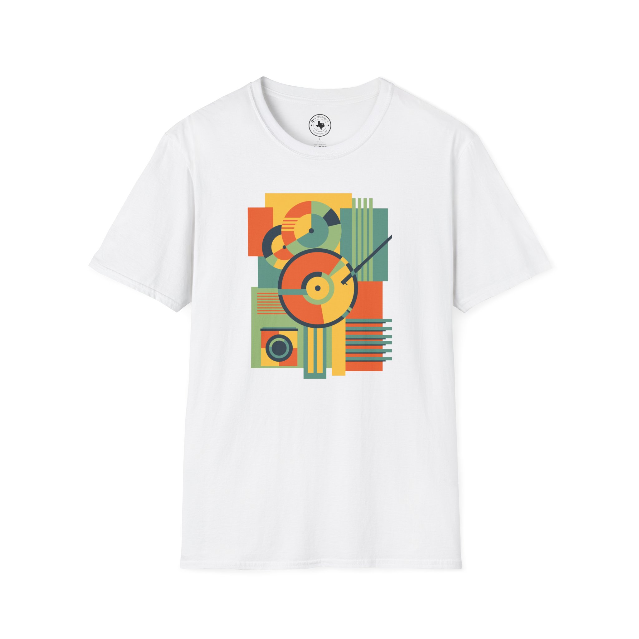 Retro Geometric Vinyl Record T-Shirt - Image 9