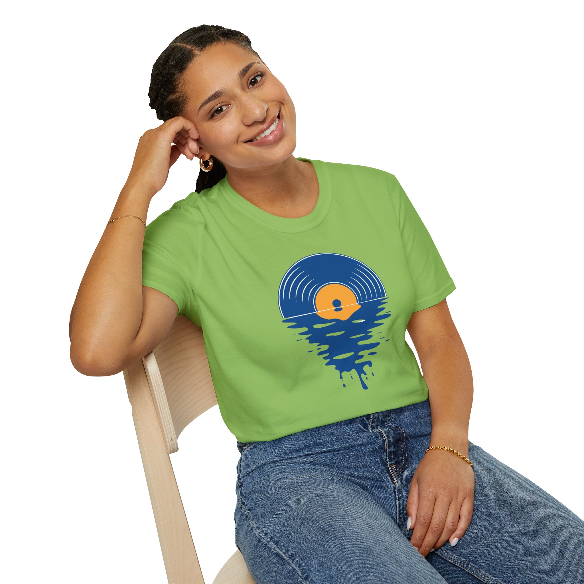 Sunset Vinyl Record T‑Shirt — Retro Music Lake Graphic Tee - Image 90