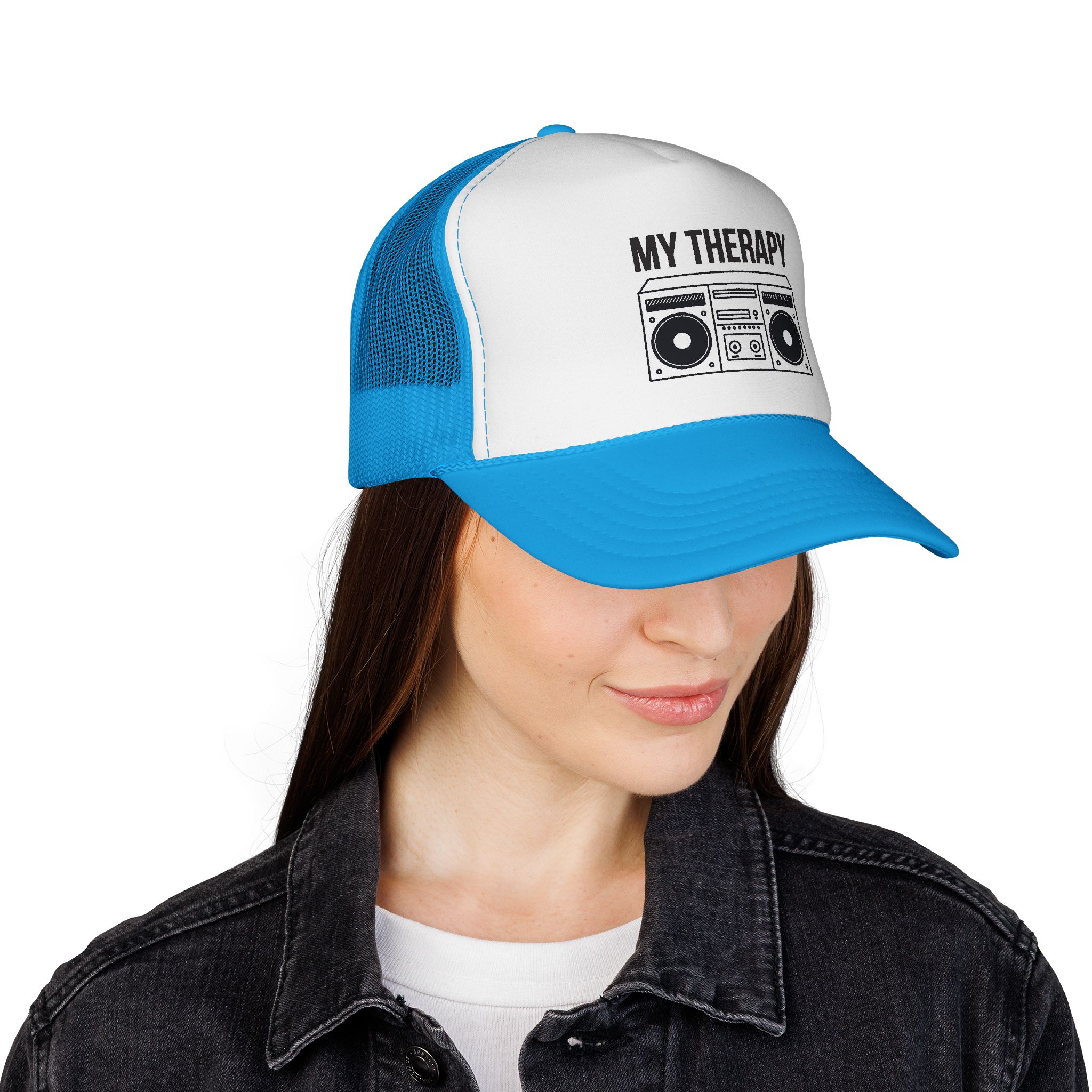 Trucker Cap — "My Therapy" Boombox Mesh Hat - Image 14