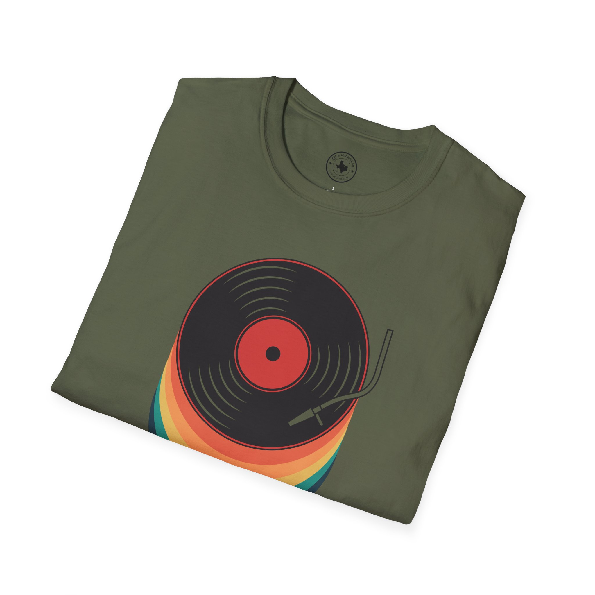 Retro Vinyl Record T-Shirt — Rainbow Stack Turntable Tee - Image 94
